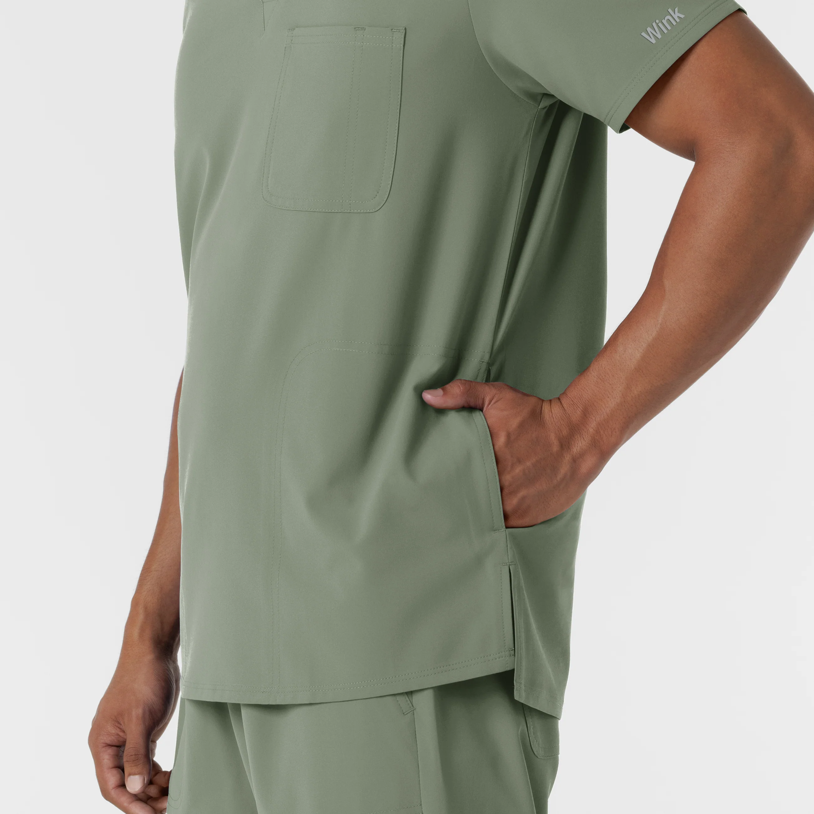 NURTUR Men's V-Neck Scrub Top - Sage - Image 8