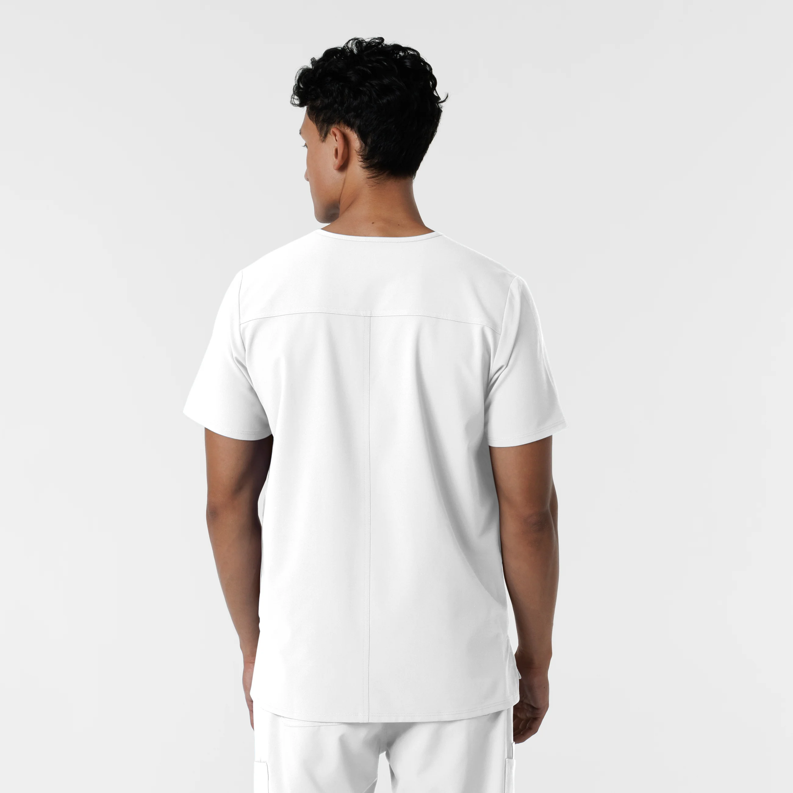 NURTUR Men's V-Neck Scrub Top - White - Image 2