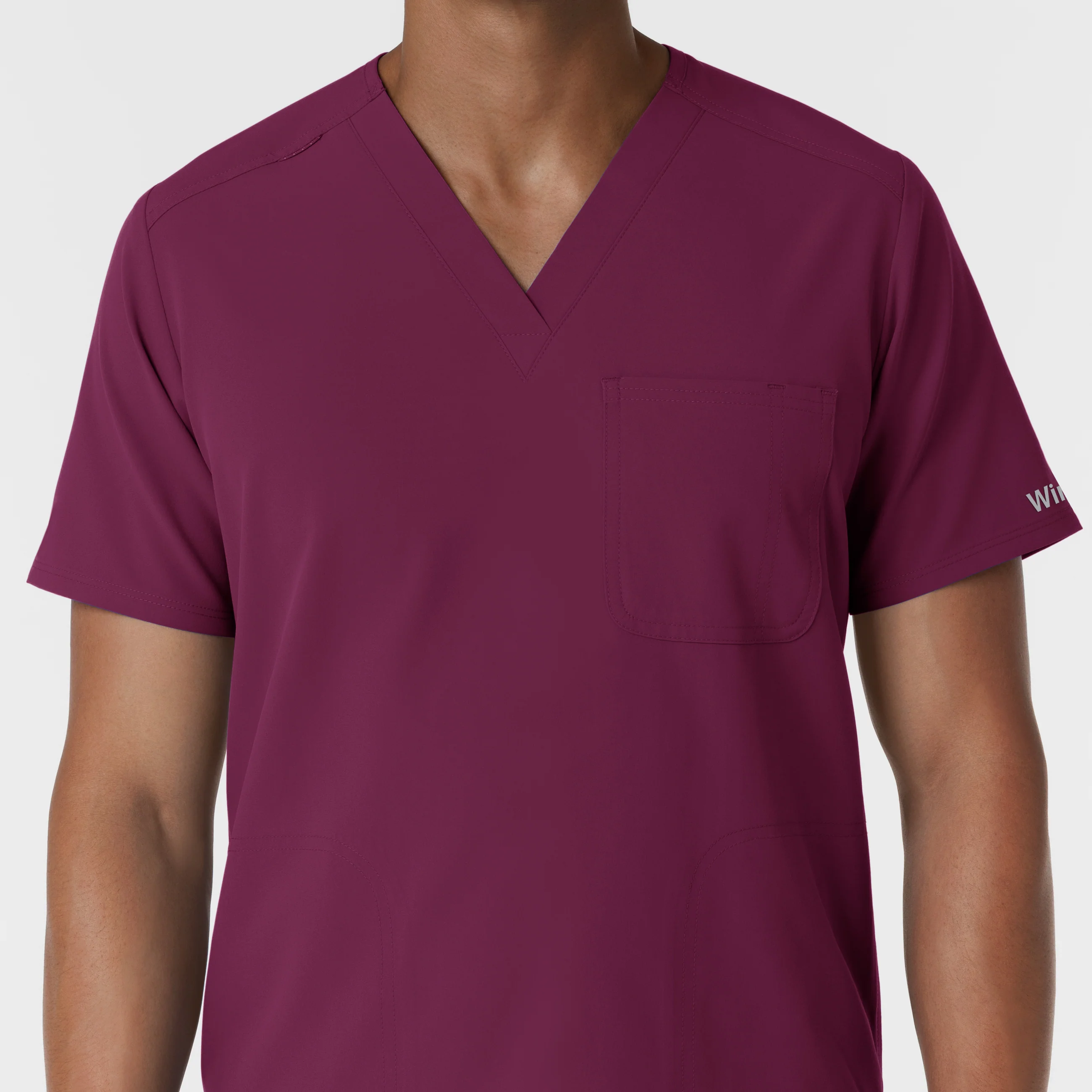 NURTUR Men's V-Neck Scrub Top - Wine - Image 5