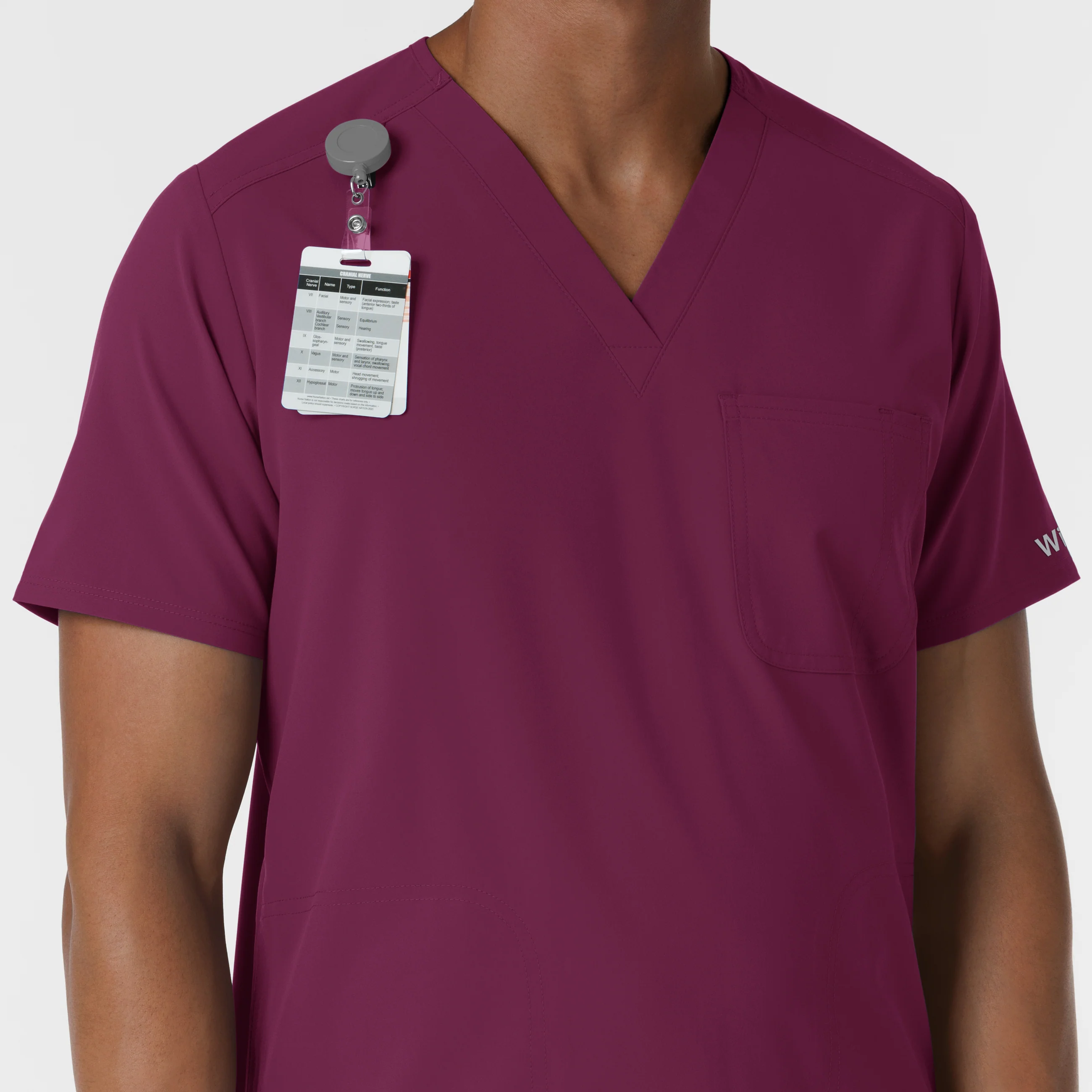 NURTUR Men's V-Neck Scrub Top - Wine - Image 6