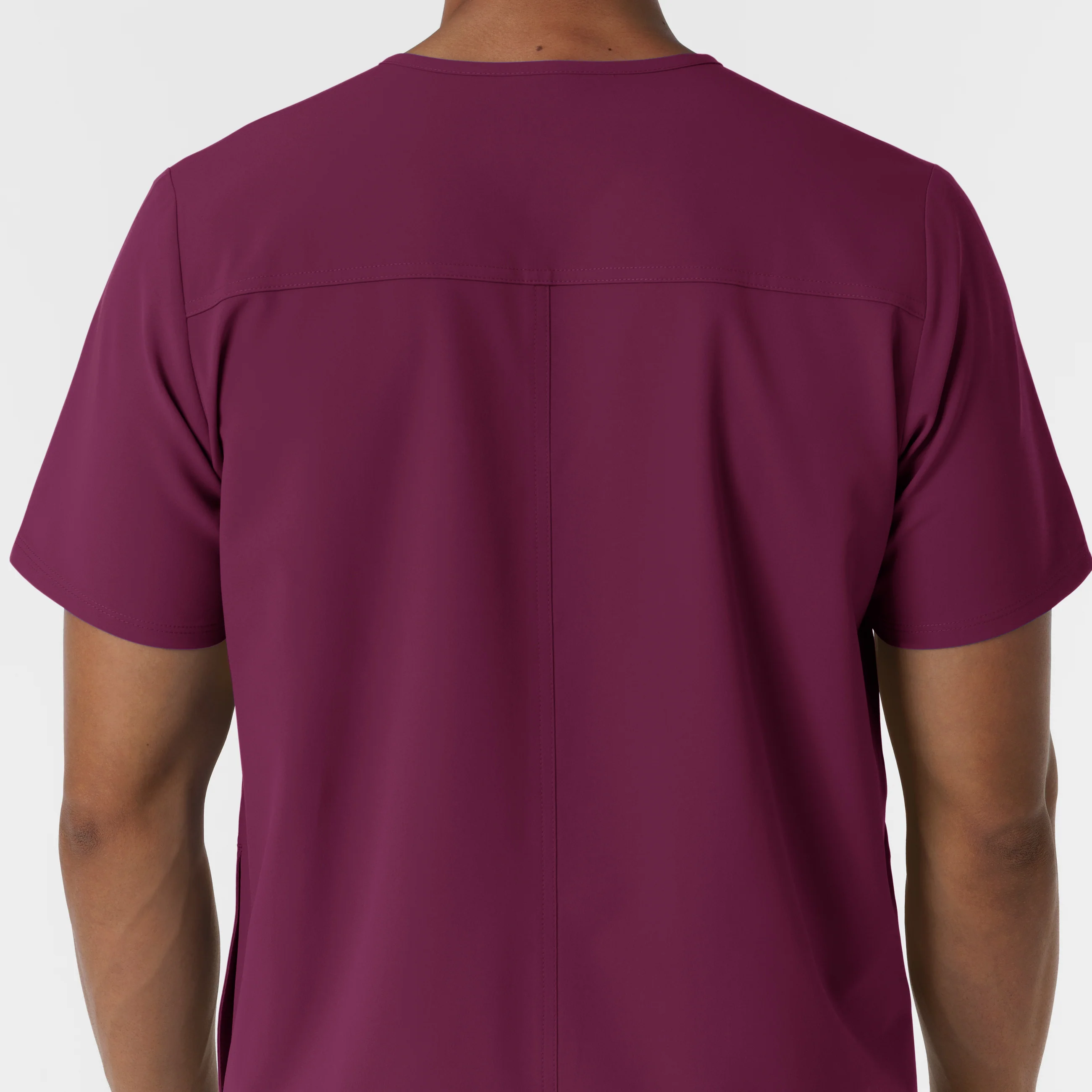 NURTUR Men's V-Neck Scrub Top - Wine - Image 9
