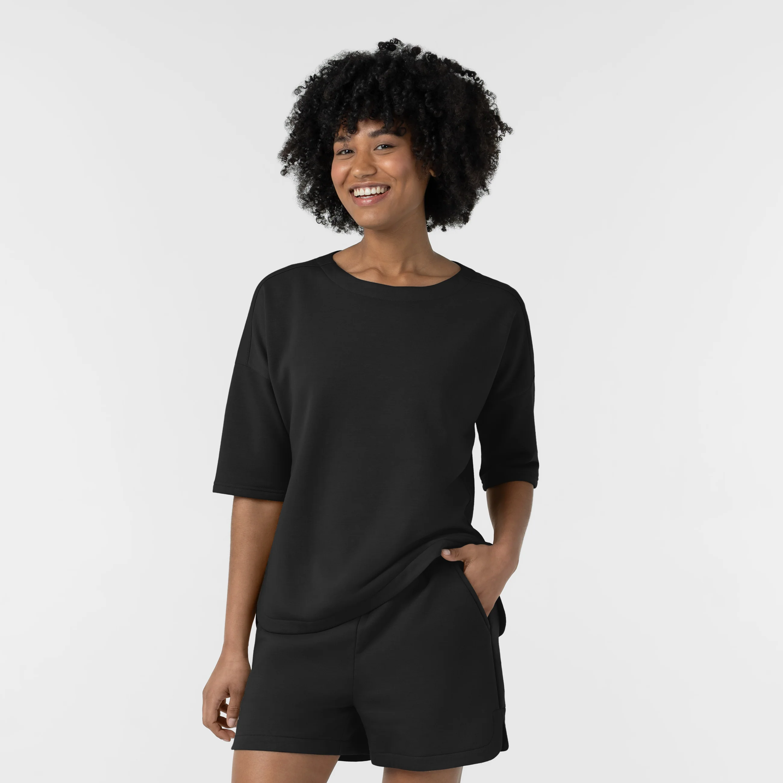 Unwind & Lounge Women's Fleece Relaxed Pullover - Black