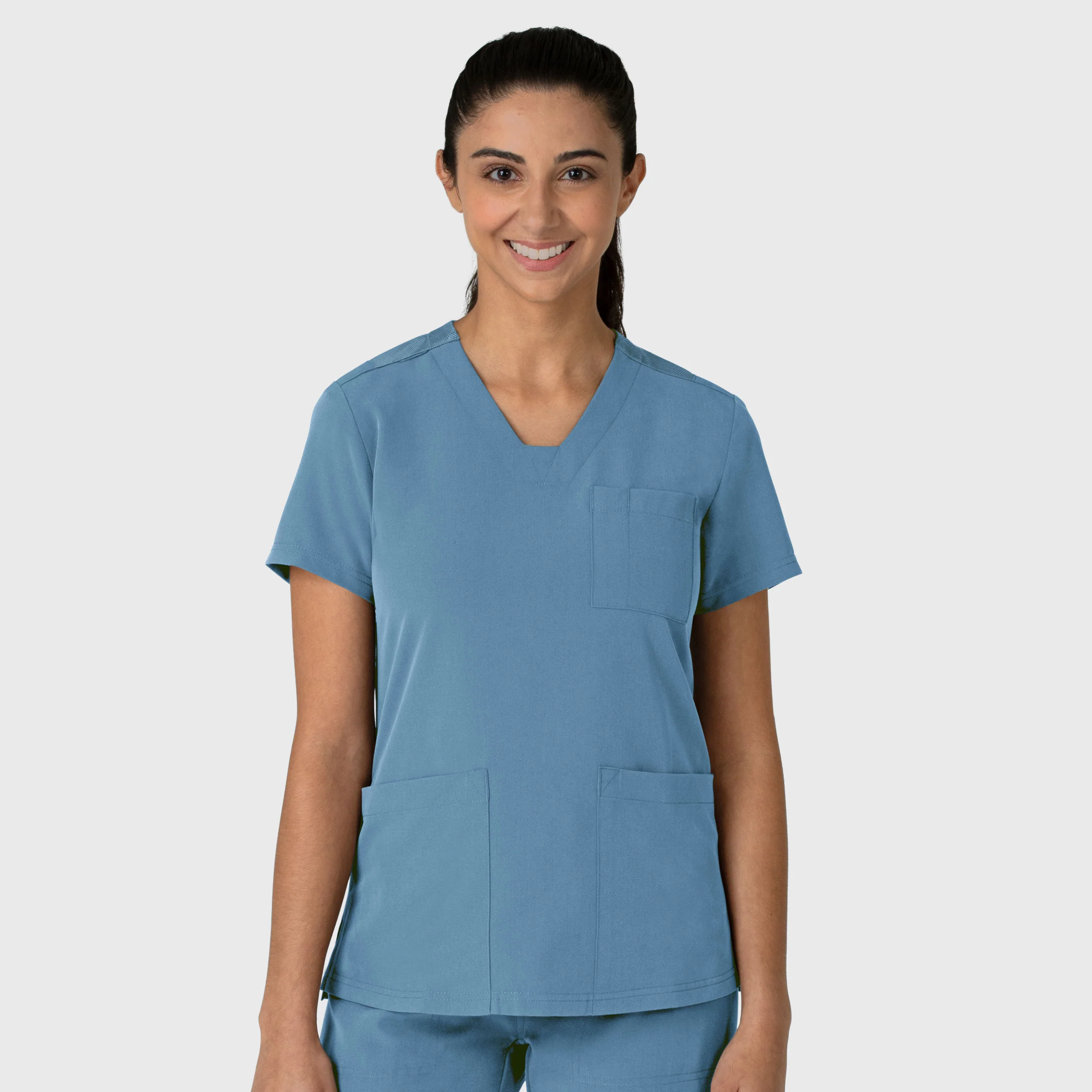 Nova Women's Flex-n-Reach V-Neck Scrub Top - Pacific Blue