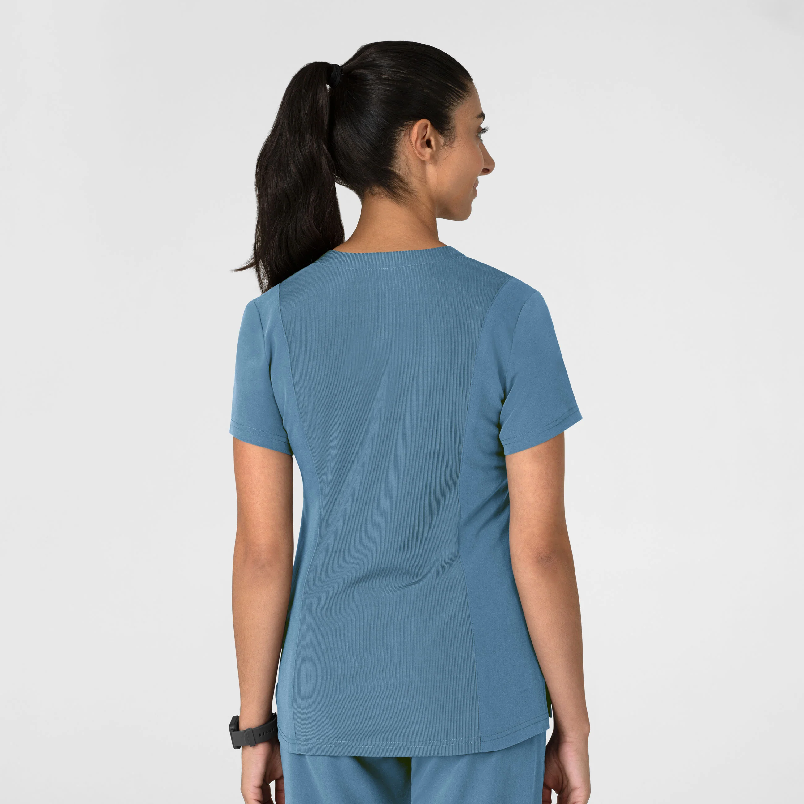 Nova Women's Flex-n-Reach V-Neck Scrub Top - Pacific Blue - Image 2