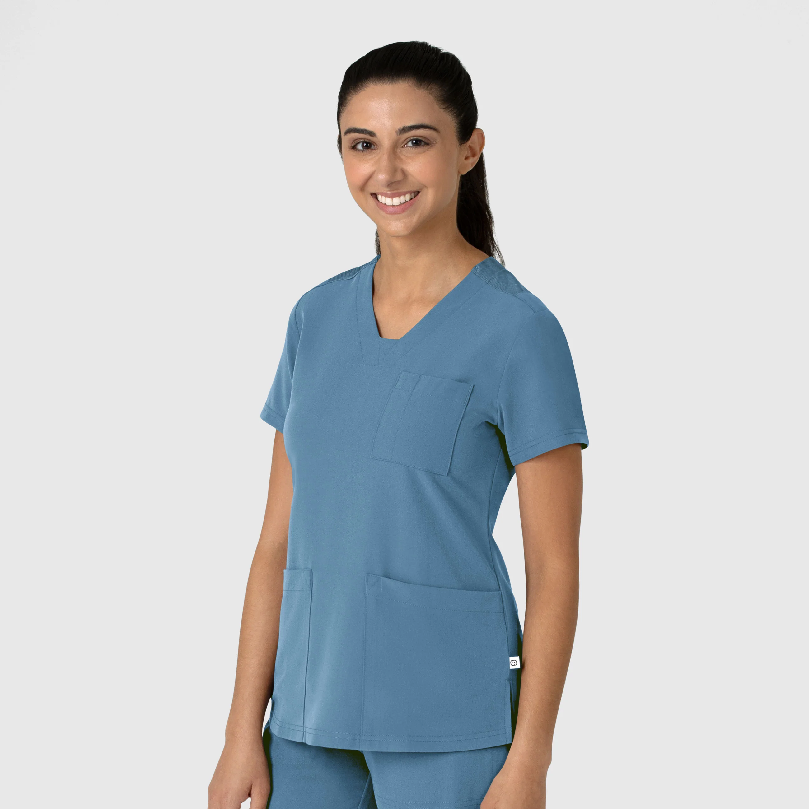 Nova Women's Flex-n-Reach V-Neck Scrub Top - Pacific Blue - Image 4