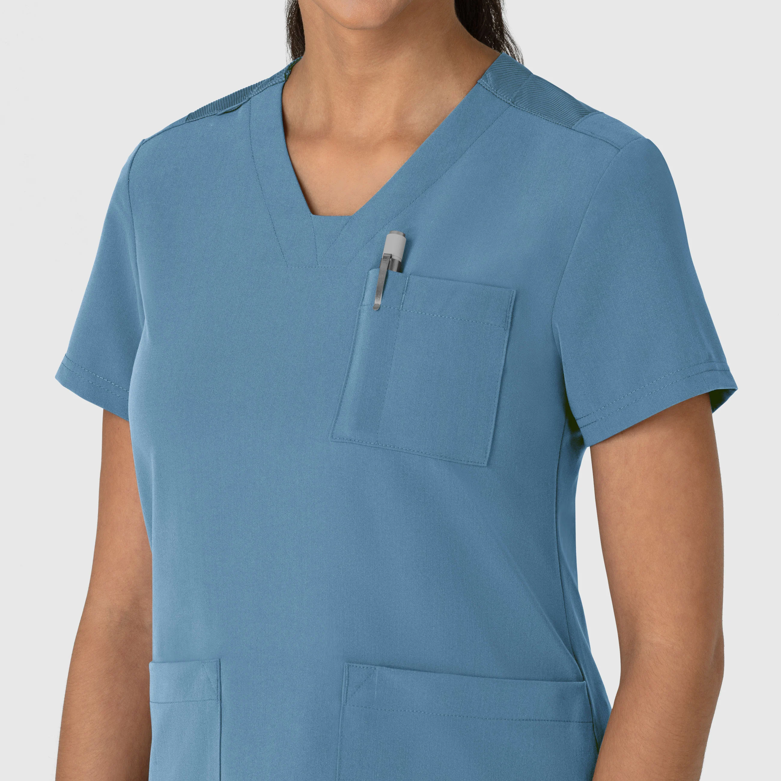 Nova Women's Flex-n-Reach V-Neck Scrub Top - Pacific Blue - Image 6