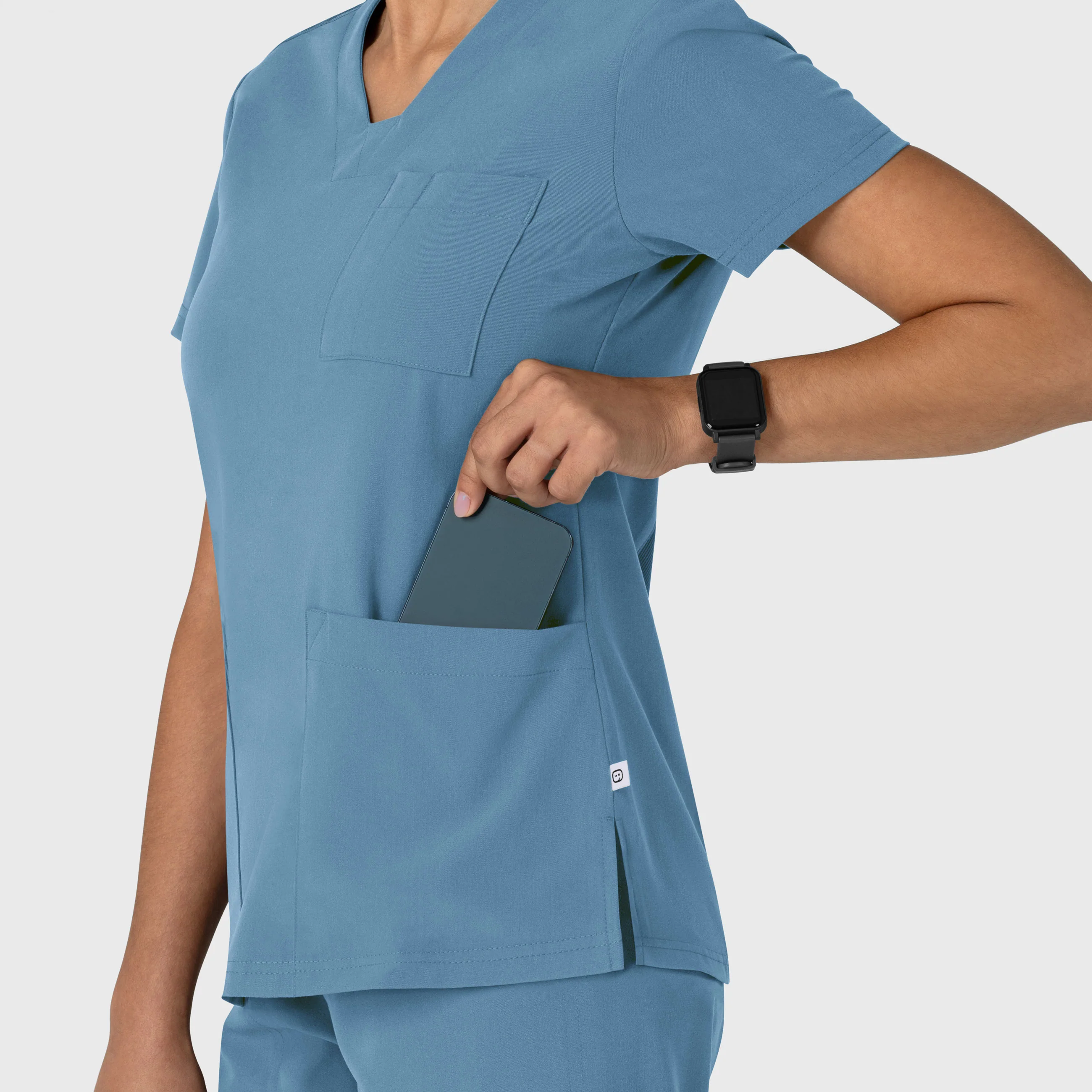 Nova Women's Flex-n-Reach V-Neck Scrub Top - Pacific Blue - Image 7