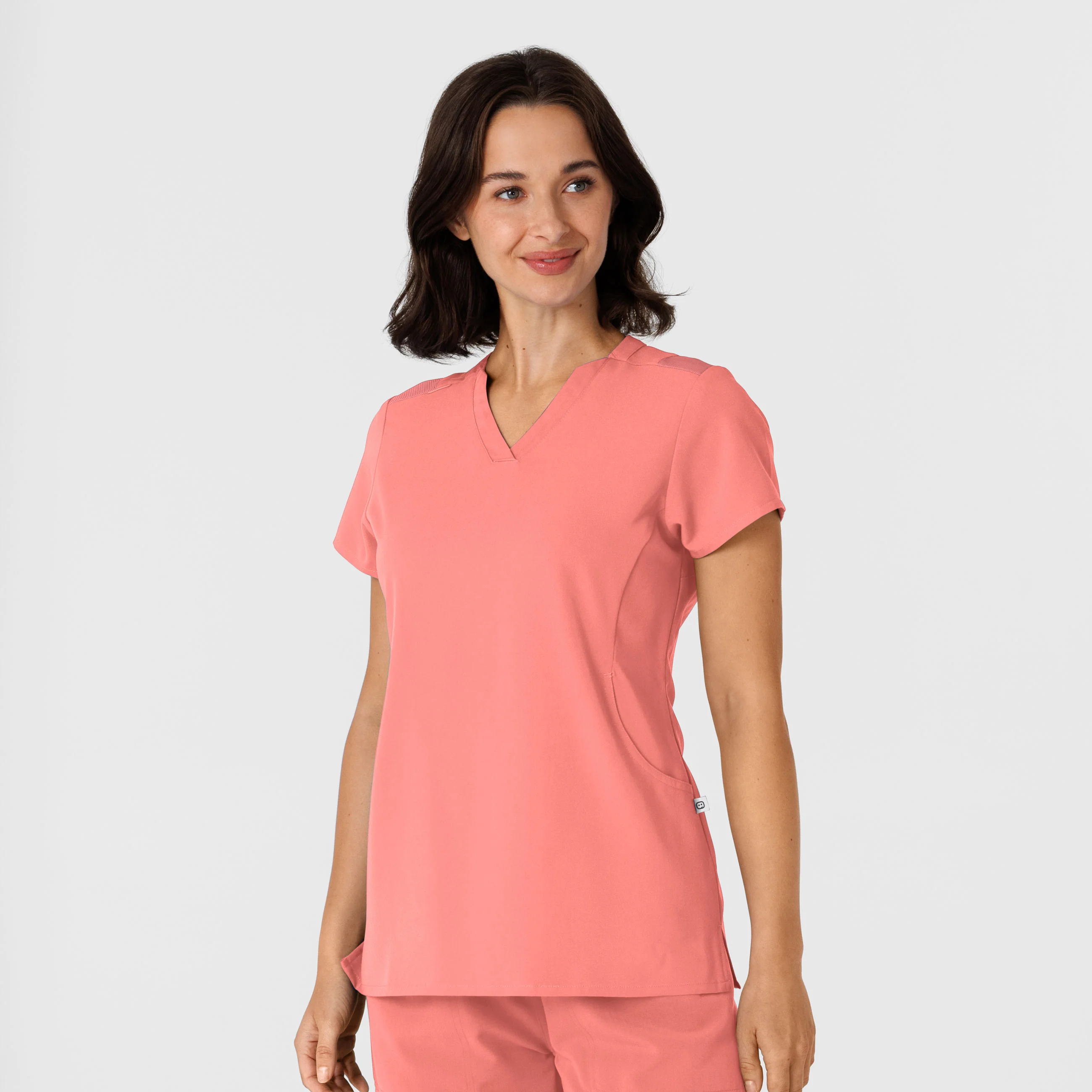 Nova Women's Flex-n-Reach Shoulder Panel V-Neck Scrub Top - Paradise Pink - Image 4