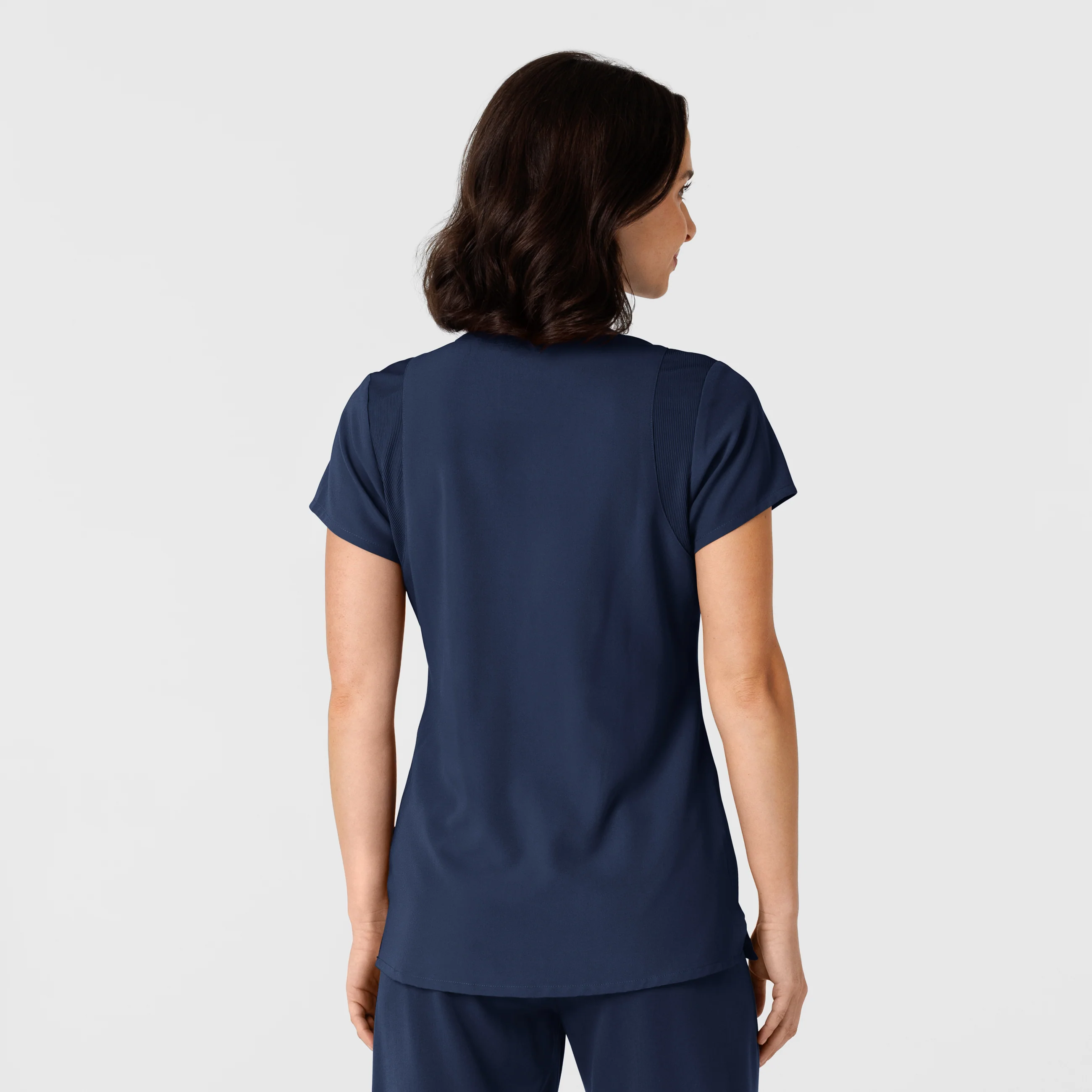 Nova Women's Flex-n-Reach Shoulder Panel V-Neck Scrub Top - Navy - Image 2