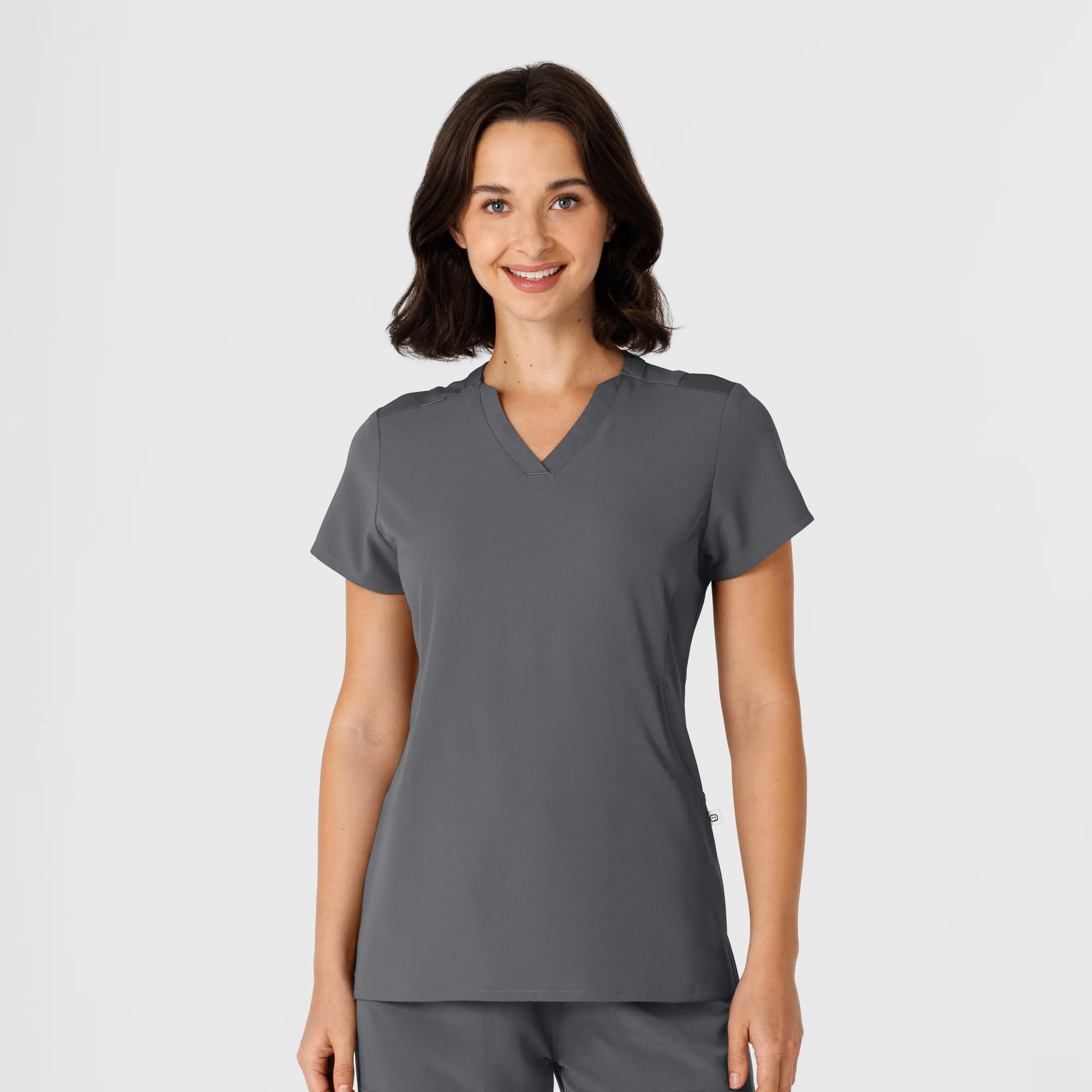 Nova Women's Flex-n-Reach Shoulder Panel V-Neck Scrub Top - Pewter