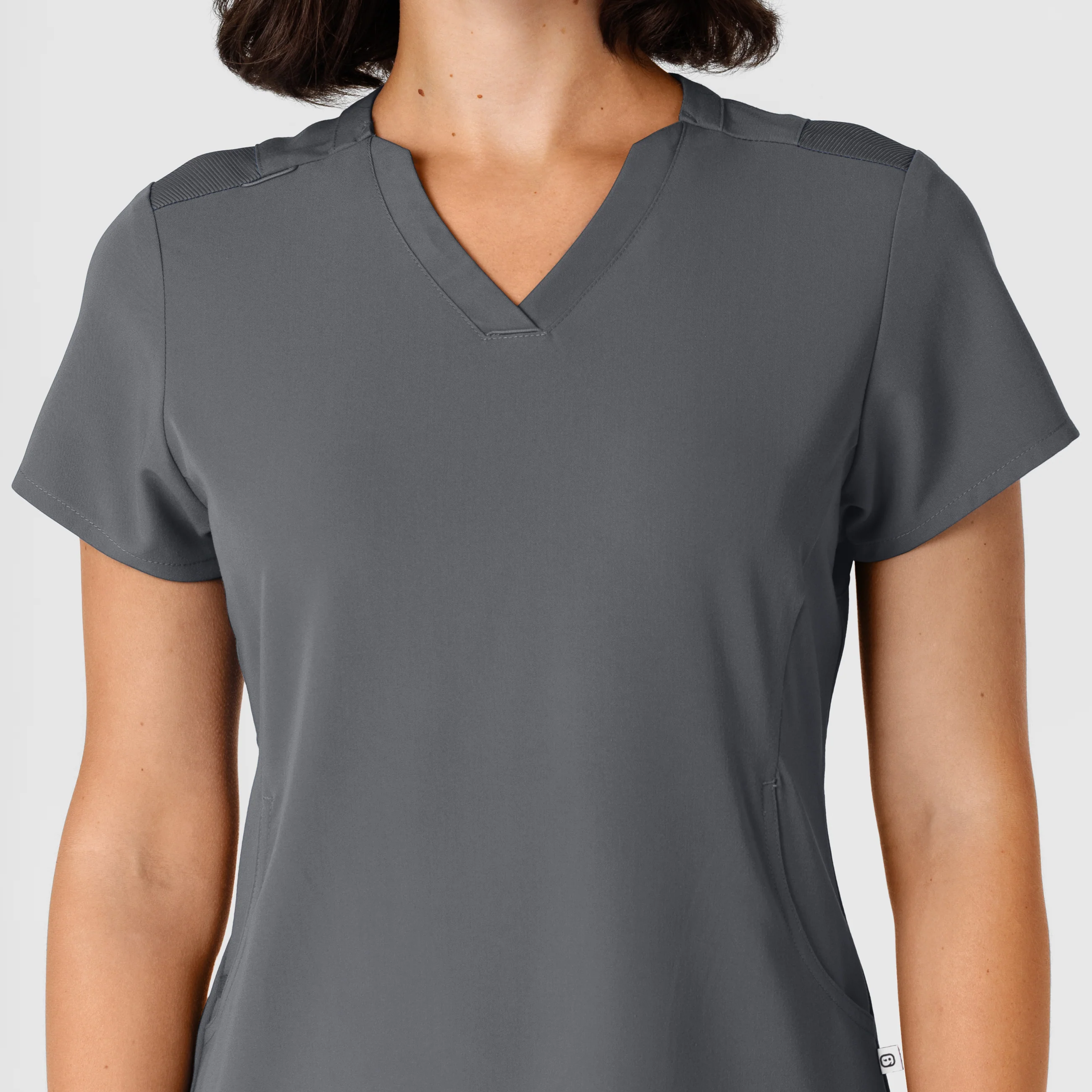 Nova Women's Flex-n-Reach Shoulder Panel V-Neck Scrub Top - Pewter - Image 5