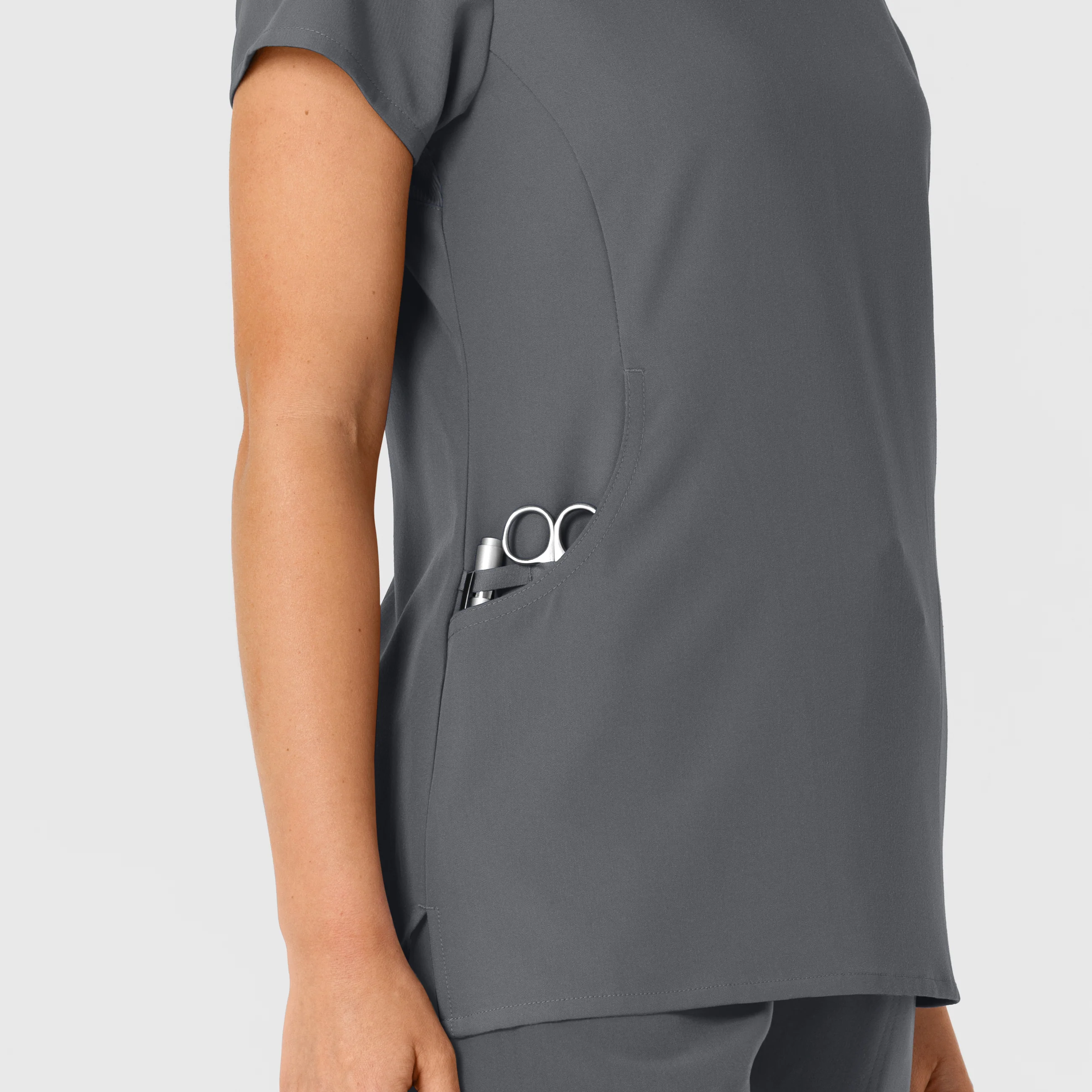 Nova Women's Flex-n-Reach Shoulder Panel V-Neck Scrub Top - Pewter - Image 7