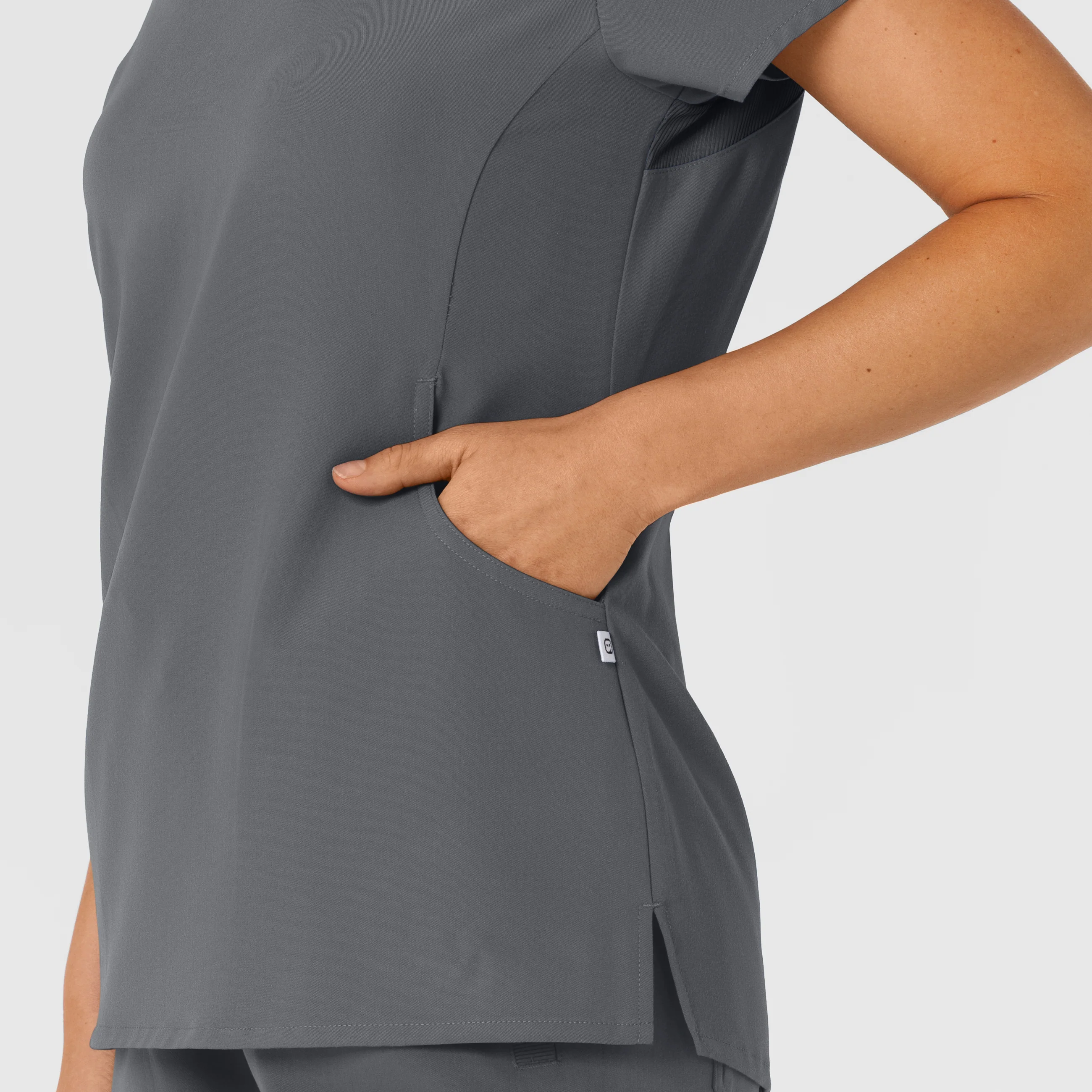 Nova Women's Flex-n-Reach Shoulder Panel V-Neck Scrub Top - Pewter - Image 8
