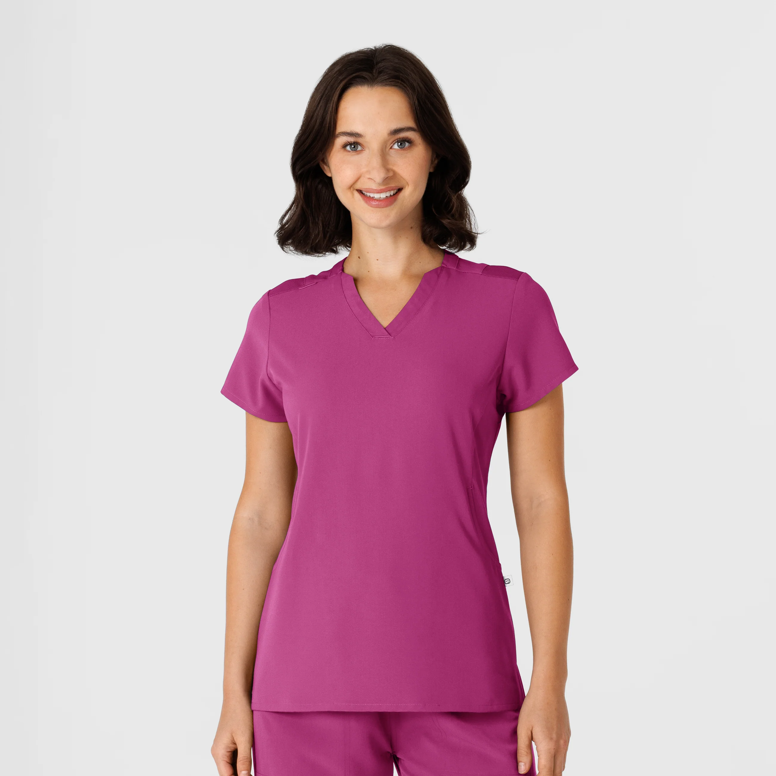 Nova Women's Flex-n-Reach Shoulder Panel V-Neck Scrub Top - Raspberry