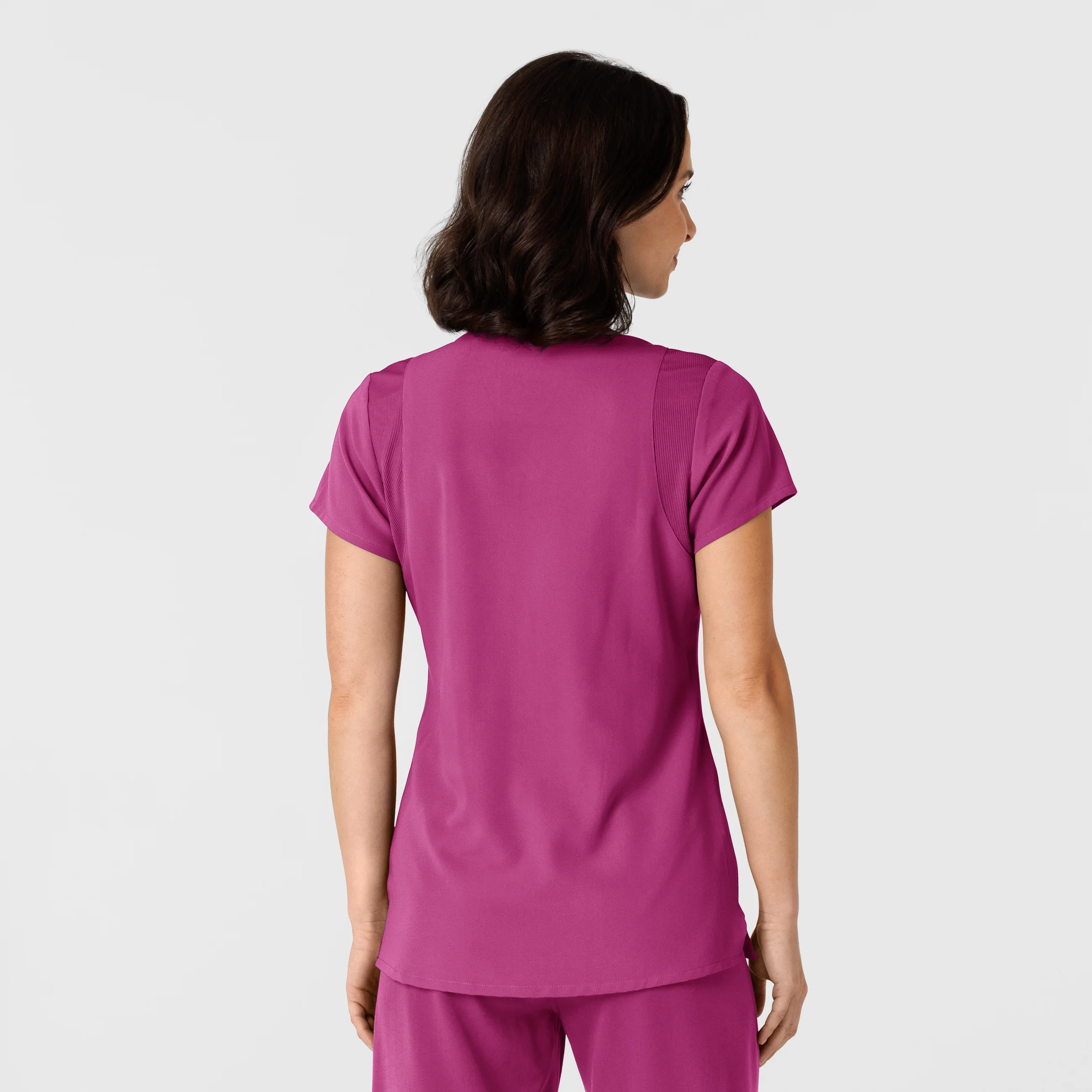Nova Women's Flex-n-Reach Shoulder Panel V-Neck Scrub Top - Raspberry - Image 2
