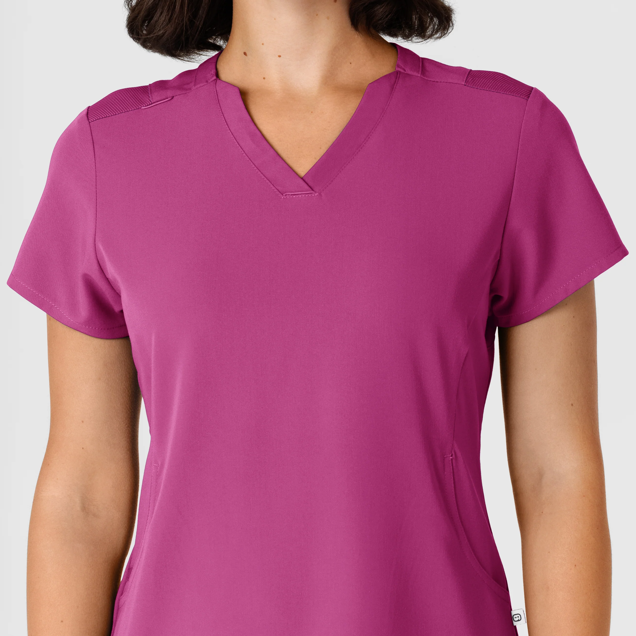 Nova Women's Flex-n-Reach Shoulder Panel V-Neck Scrub Top - Raspberry - Image 5