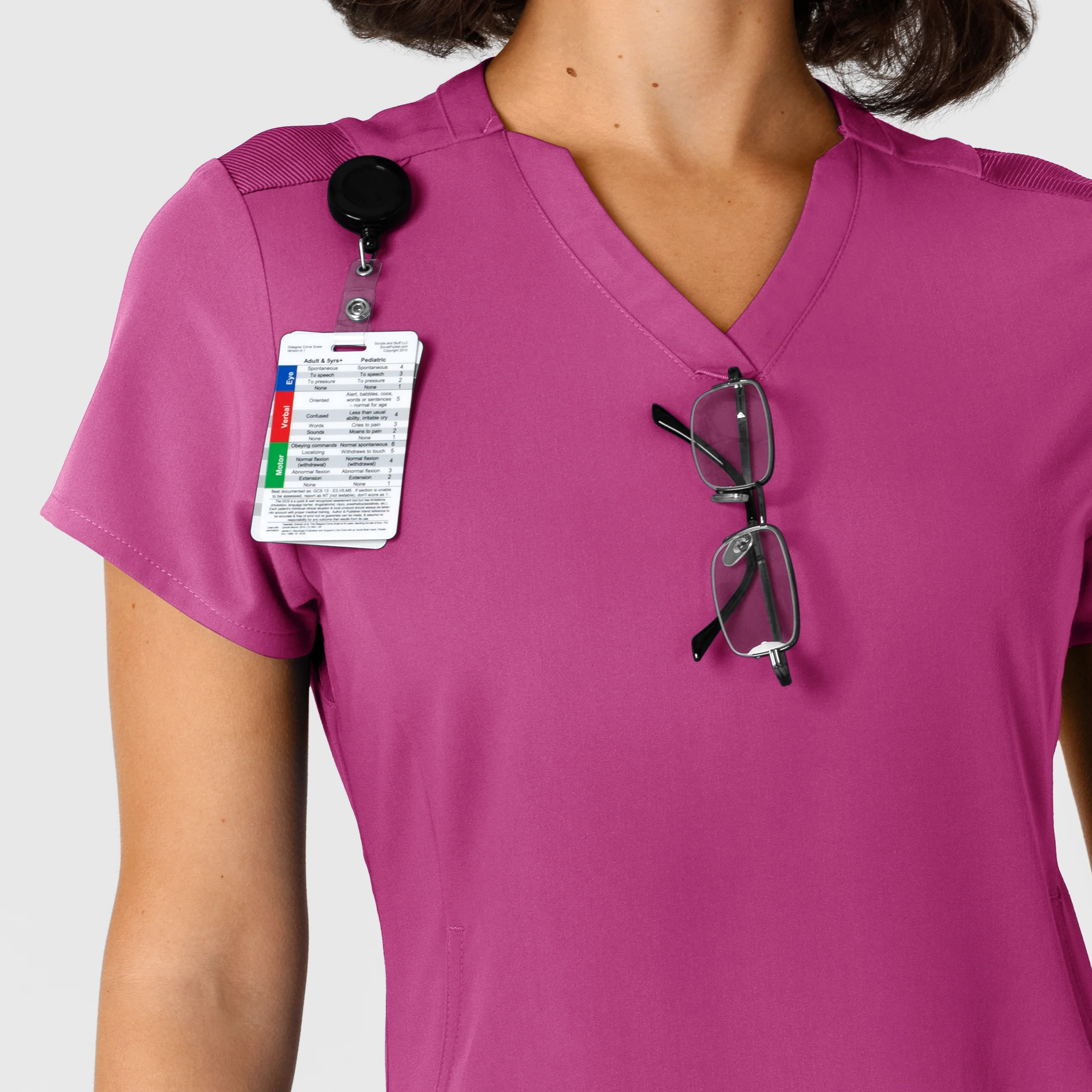 Nova Women's Flex-n-Reach Shoulder Panel V-Neck Scrub Top - Raspberry - Image 6