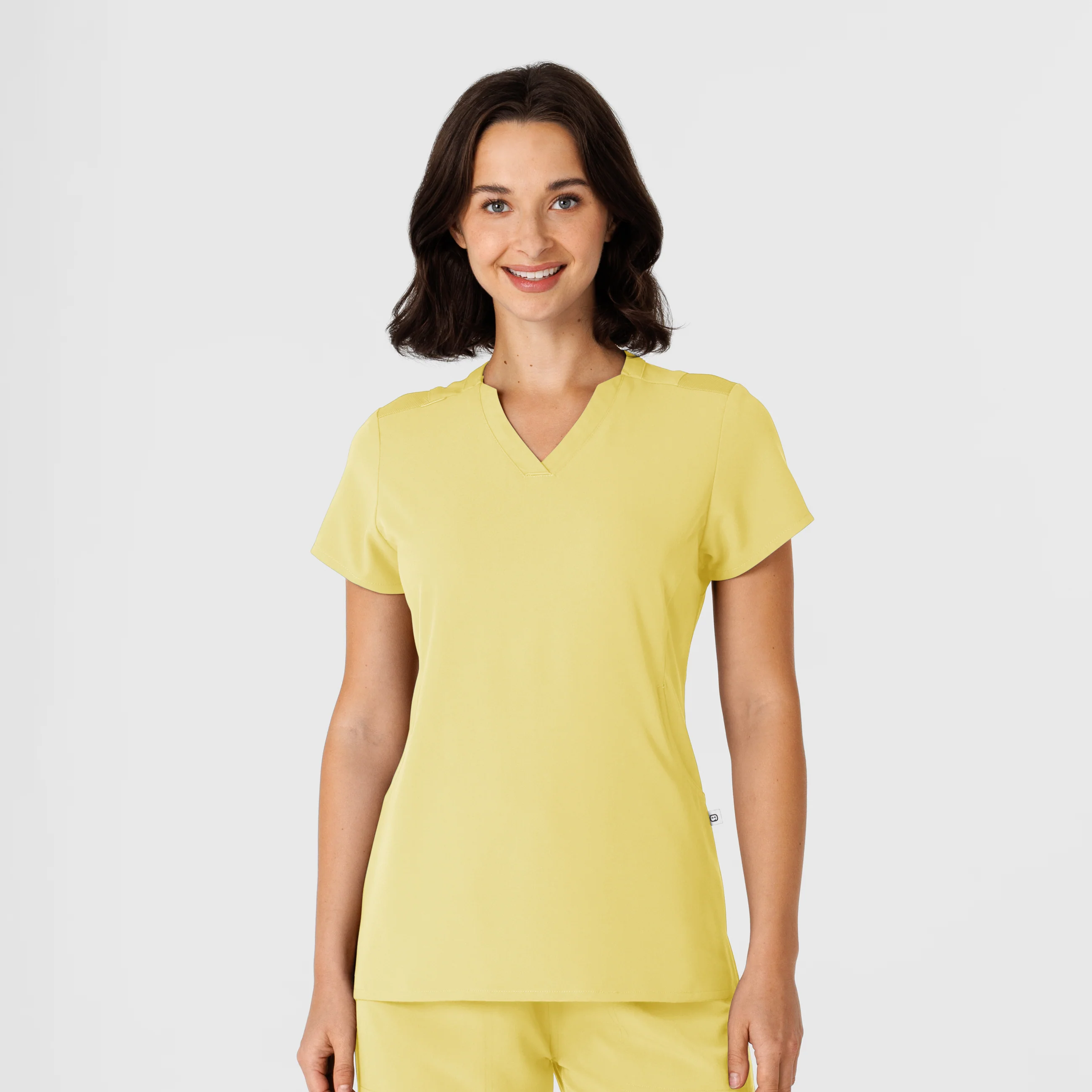 Nova Women's Flex-n-Reach Shoulder Panel V-Neck Scrub Top - Sunshine Yellow
