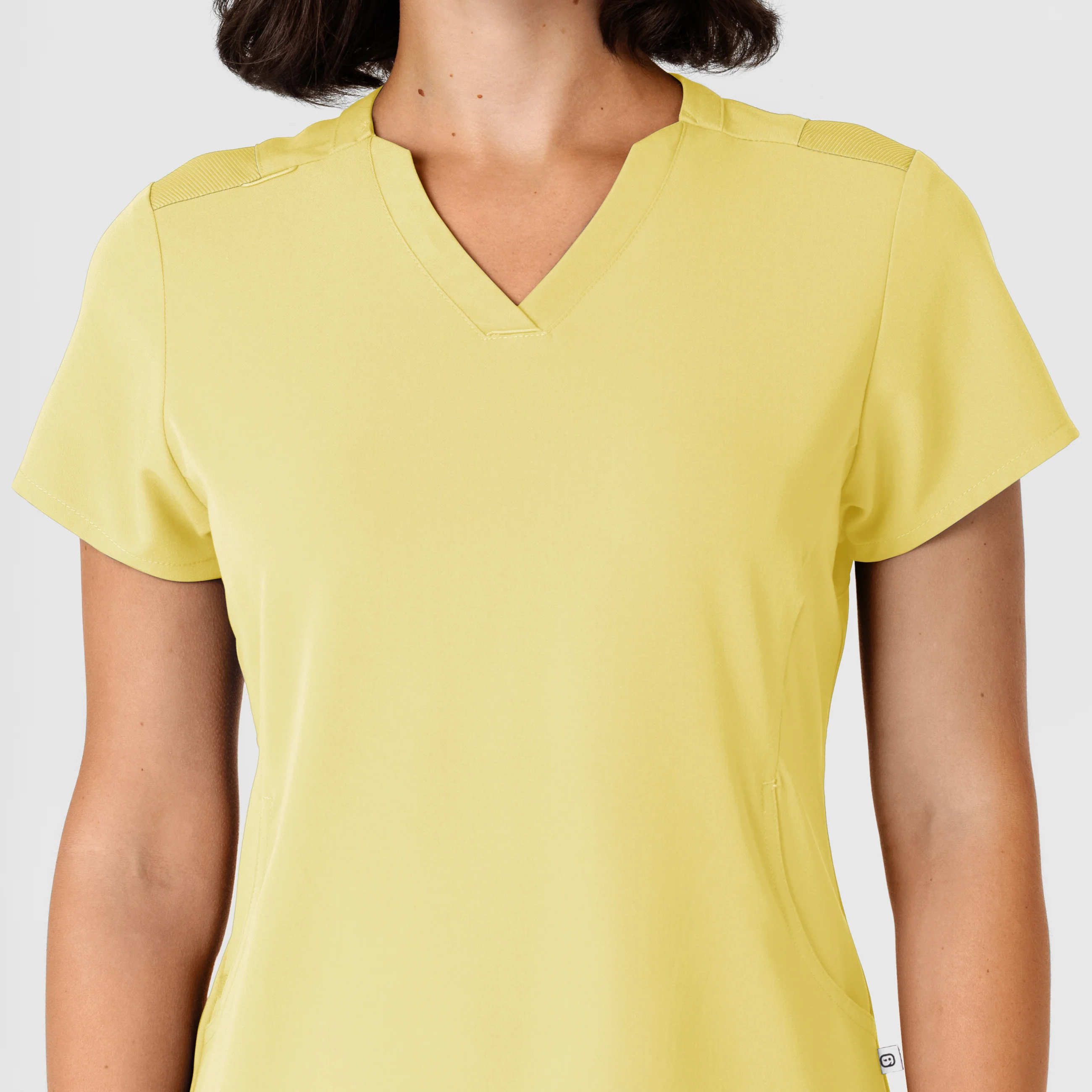 Nova Women's Flex-n-Reach Shoulder Panel V-Neck Scrub Top - Sunshine Yellow - Image 5