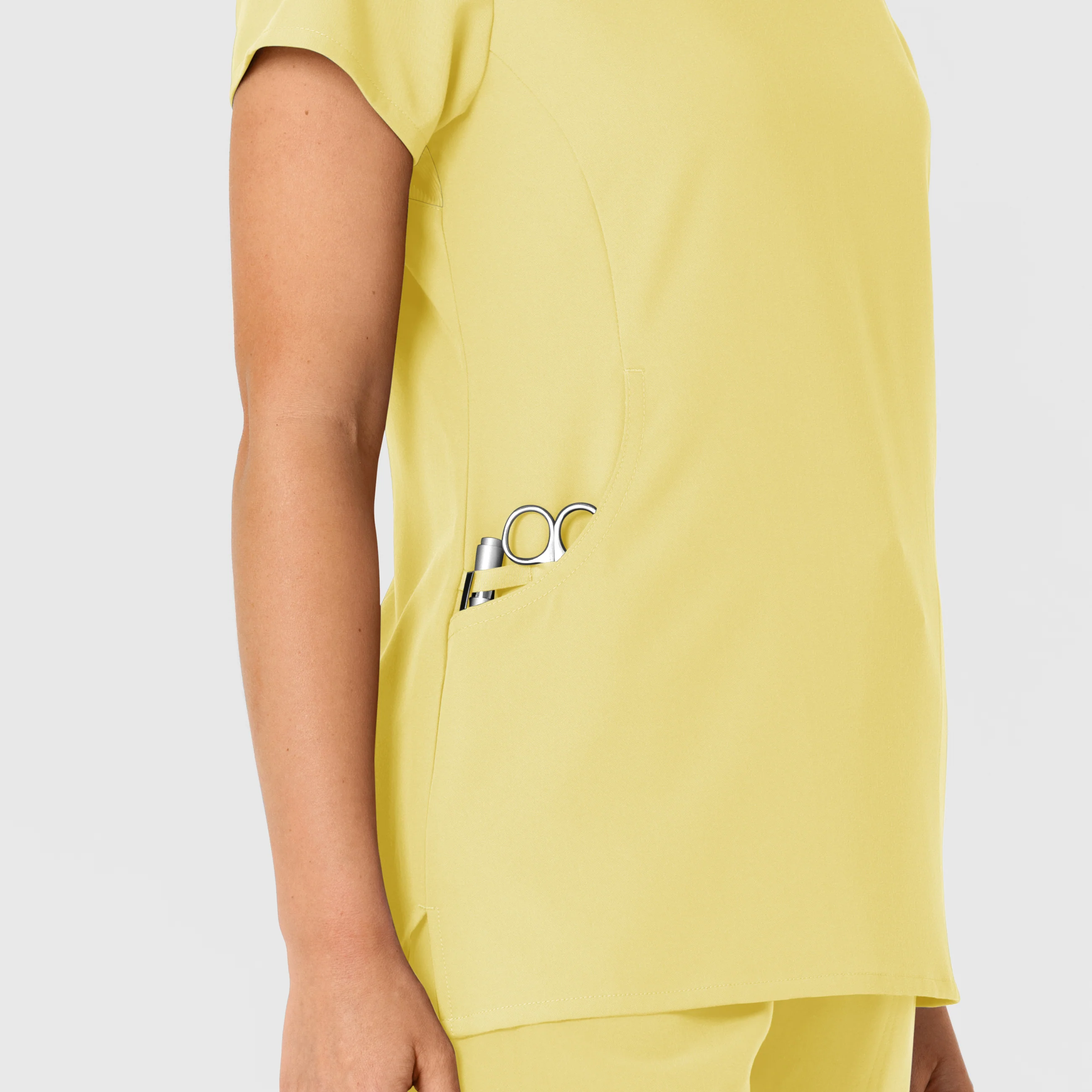 Nova Women's Flex-n-Reach Shoulder Panel V-Neck Scrub Top - Sunshine Yellow - Image 7