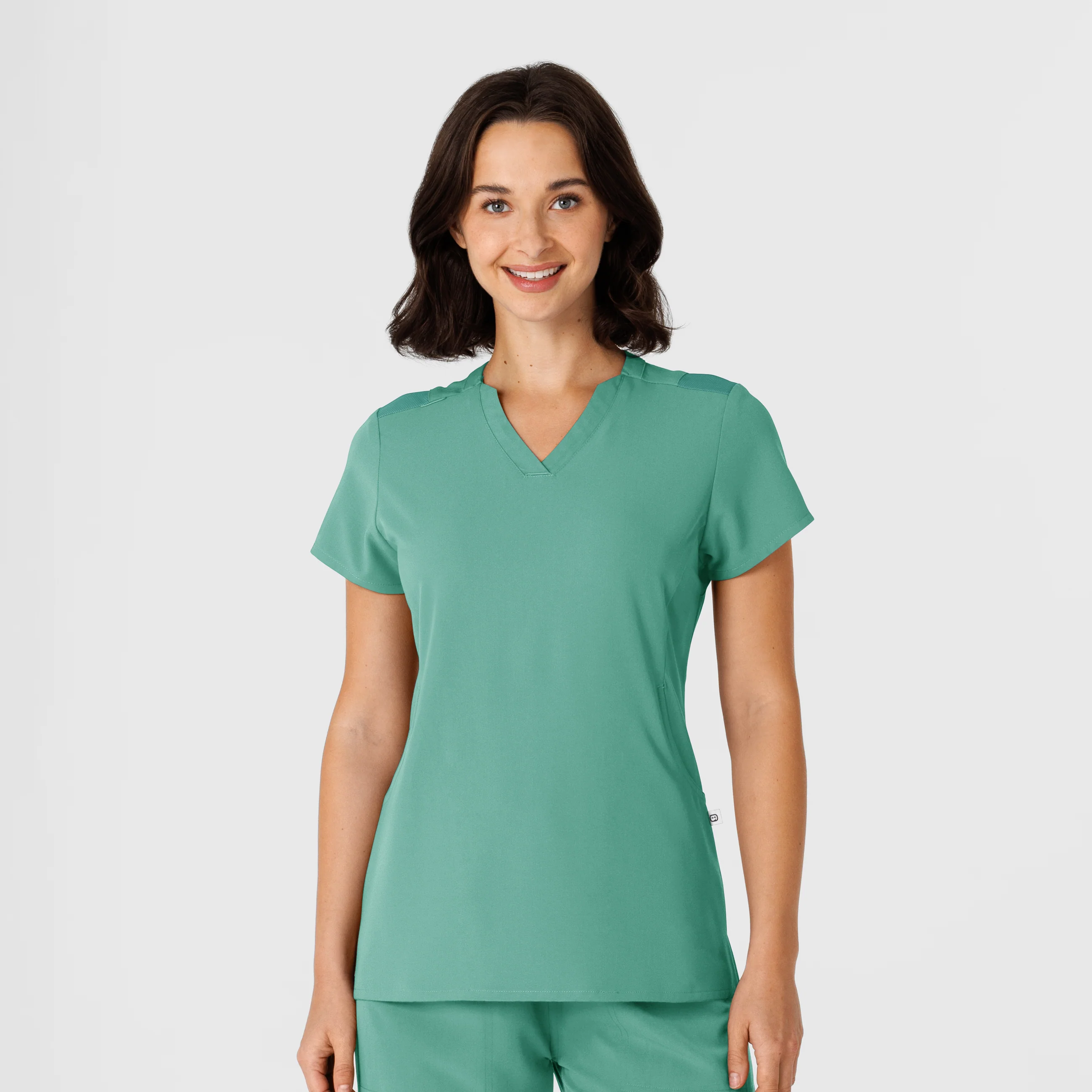 Nova Women's Flex-n-Reach Shoulder Panel V-Neck Scrub Top - Turquoise