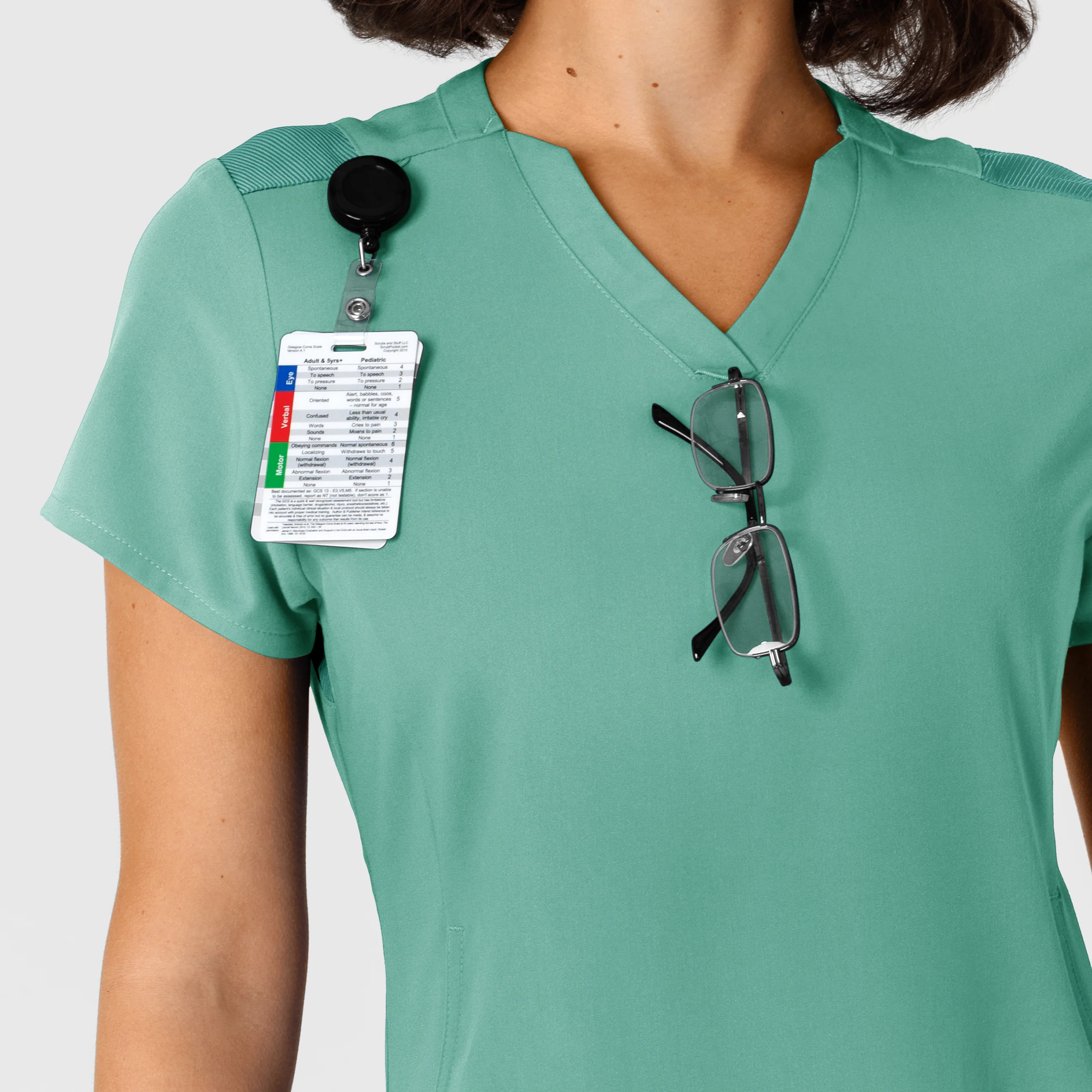 Nova Women's Flex-n-Reach Shoulder Panel V-Neck Scrub Top - Turquoise - Image 6