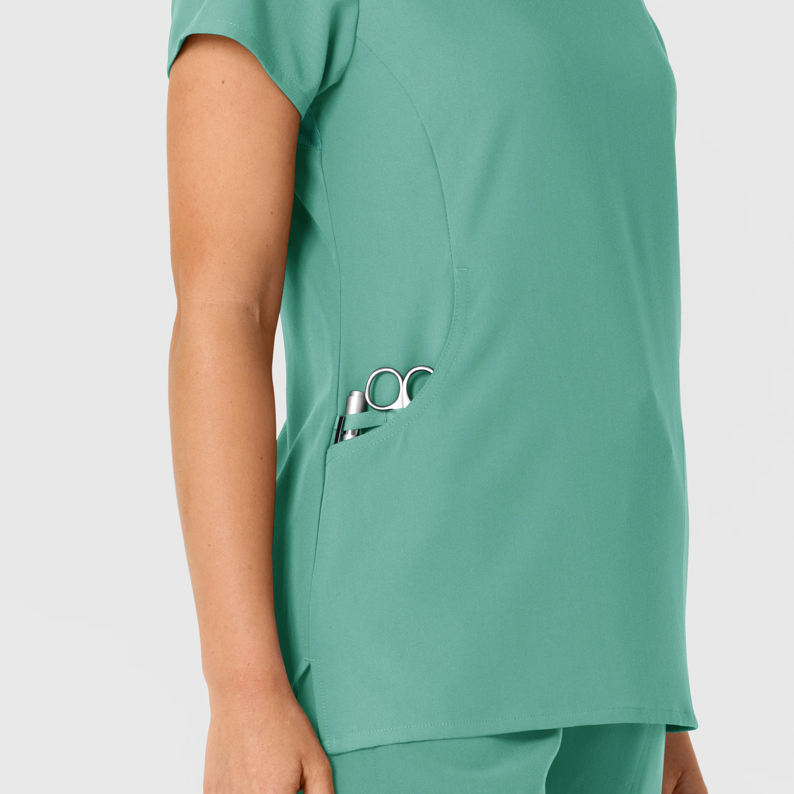 Nova Women's Flex-n-Reach Shoulder Panel V-Neck Scrub Top - Turquoise - Image 7