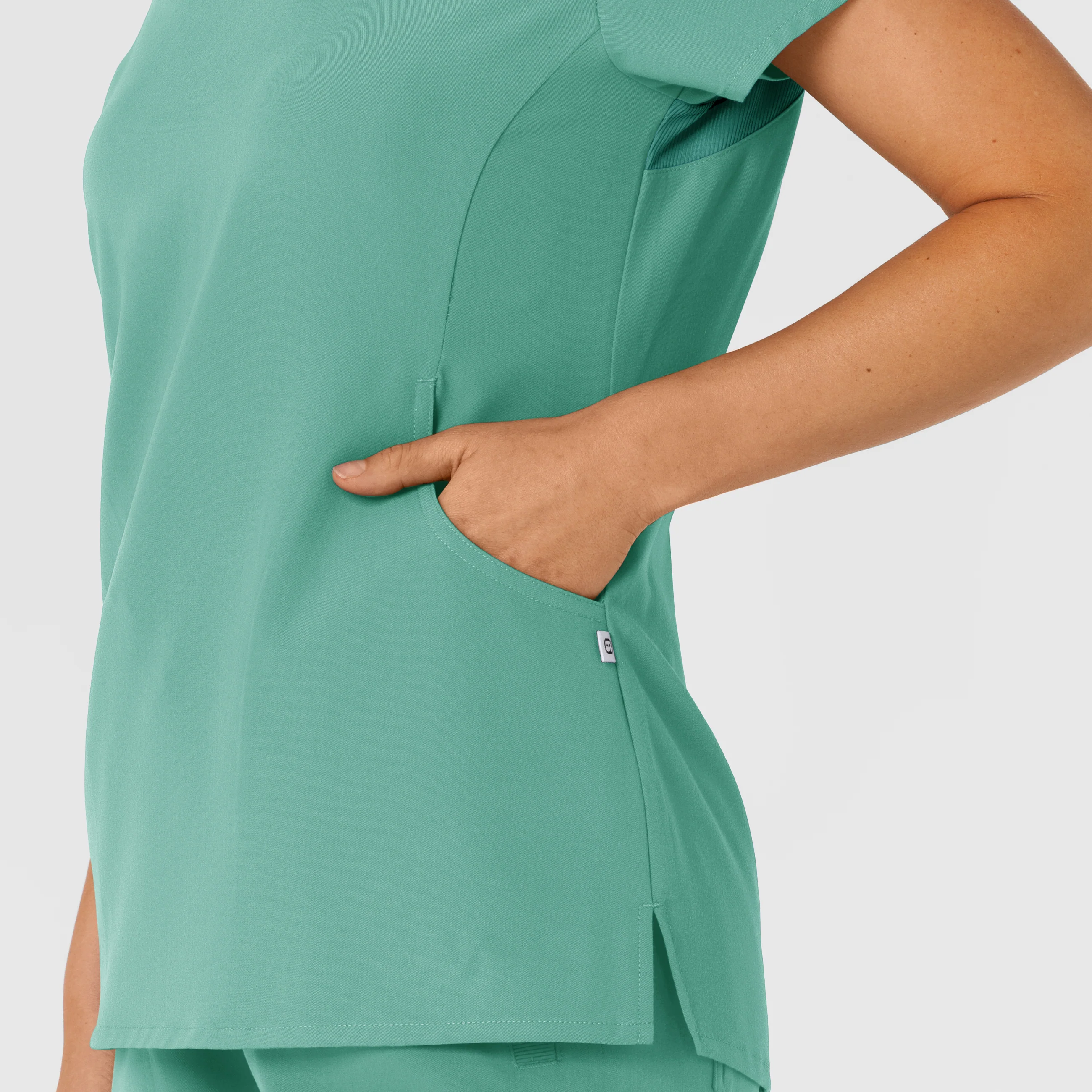 Nova Women's Flex-n-Reach Shoulder Panel V-Neck Scrub Top - Turquoise - Image 8