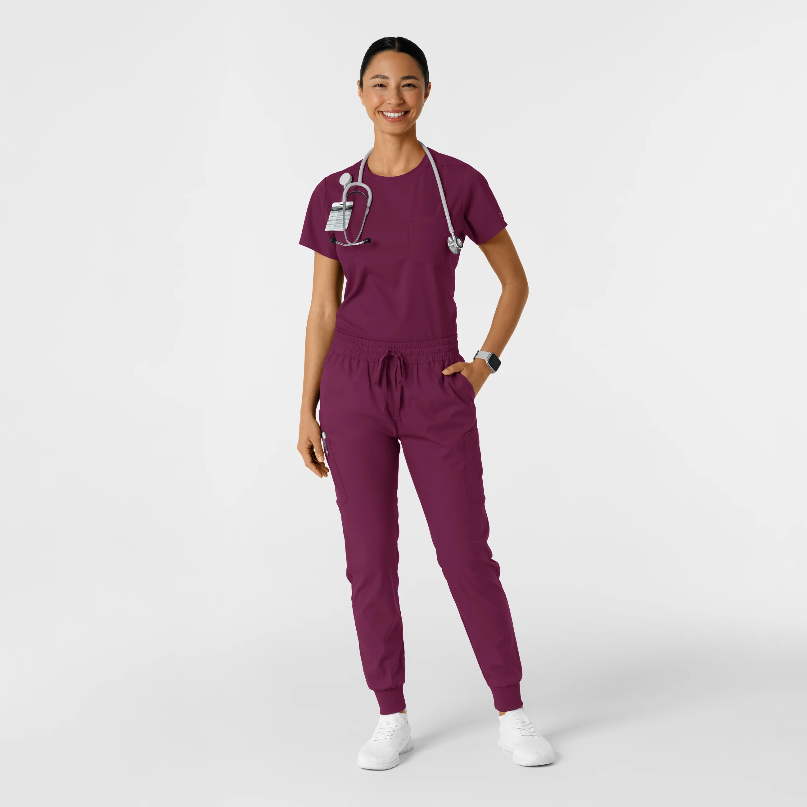 Boundless Women's Classic Scrub Tee - Wine - Image 3