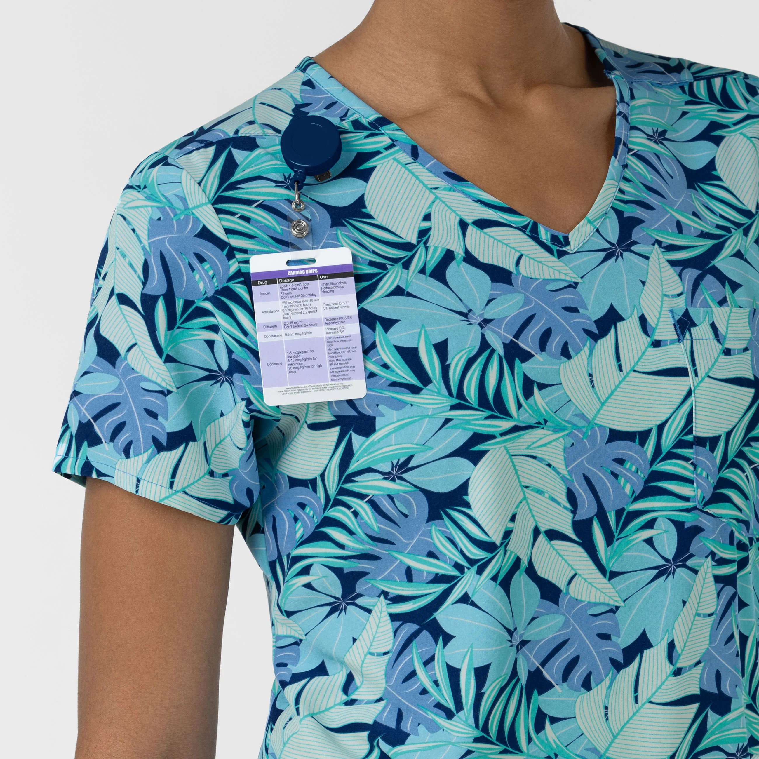 Women's 1-Pocket Tuck-in Print Scrub Top - Breezy Palms - Image 7