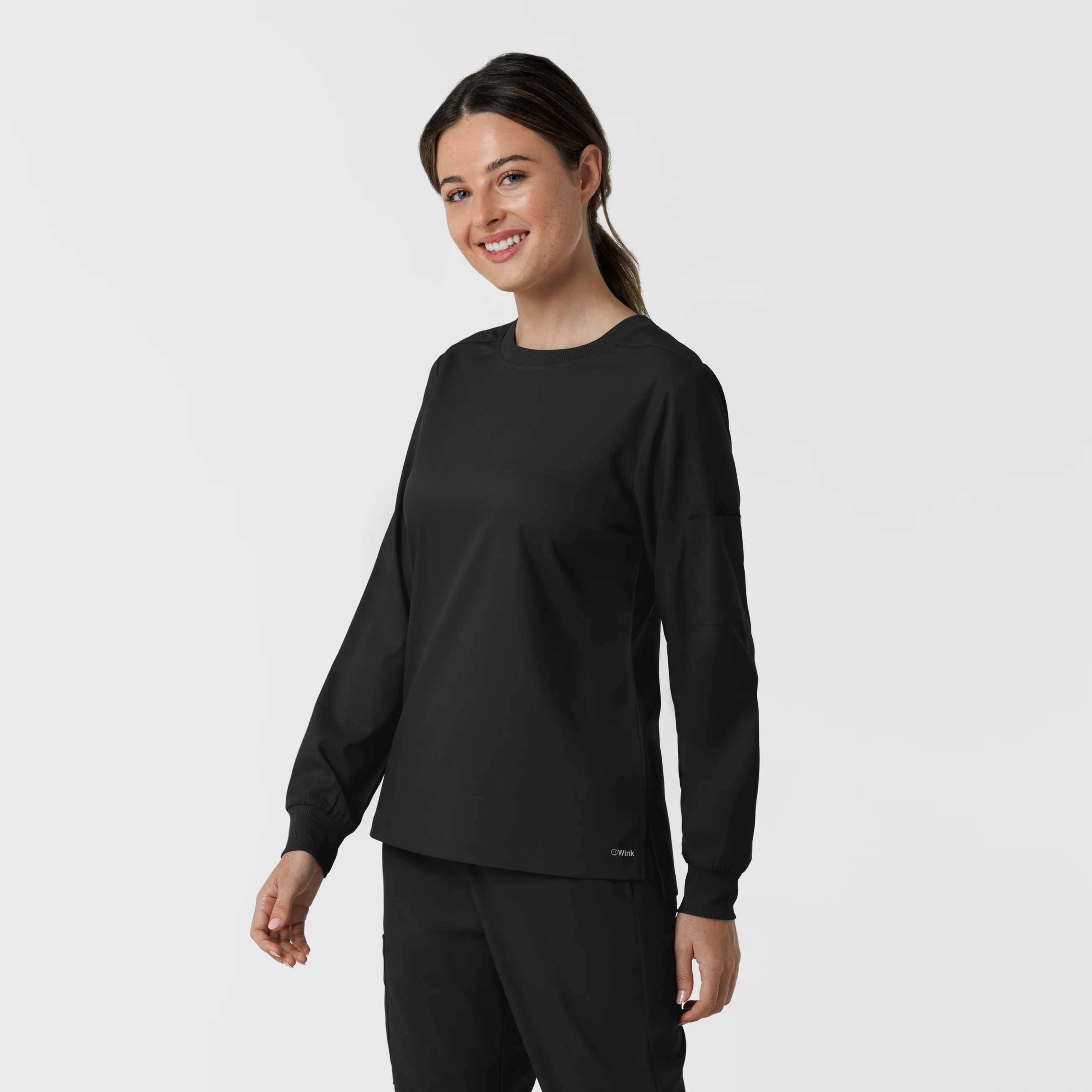 Boundless Women's Classic Long Sleeve Scrub Top - Black - Image 4