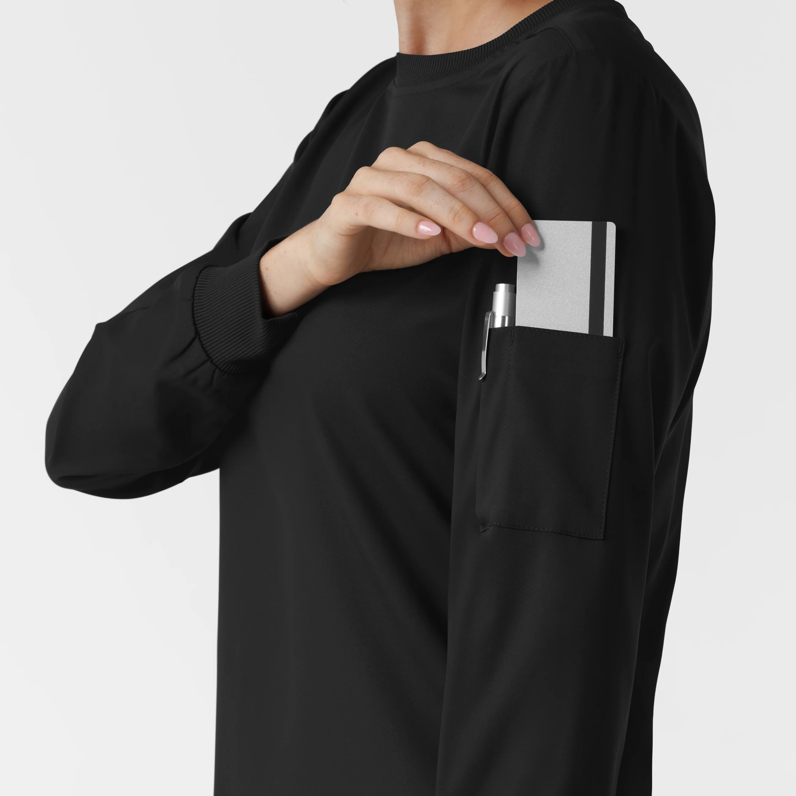 Boundless Women's Classic Long Sleeve Scrub Top - Black - Image 8