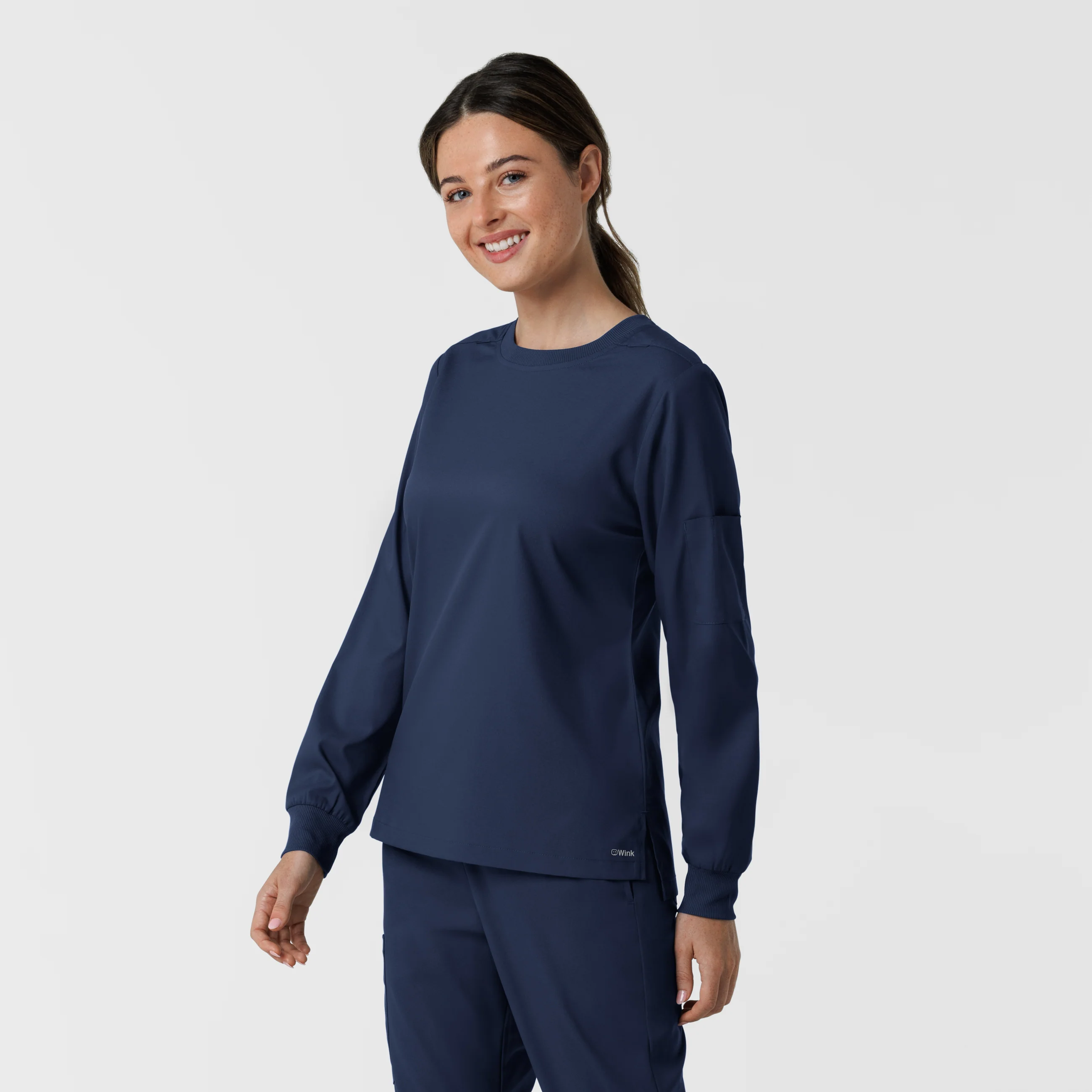 Boundless Women's Classic Long Sleeve Scrub Top - Navy - Image 4