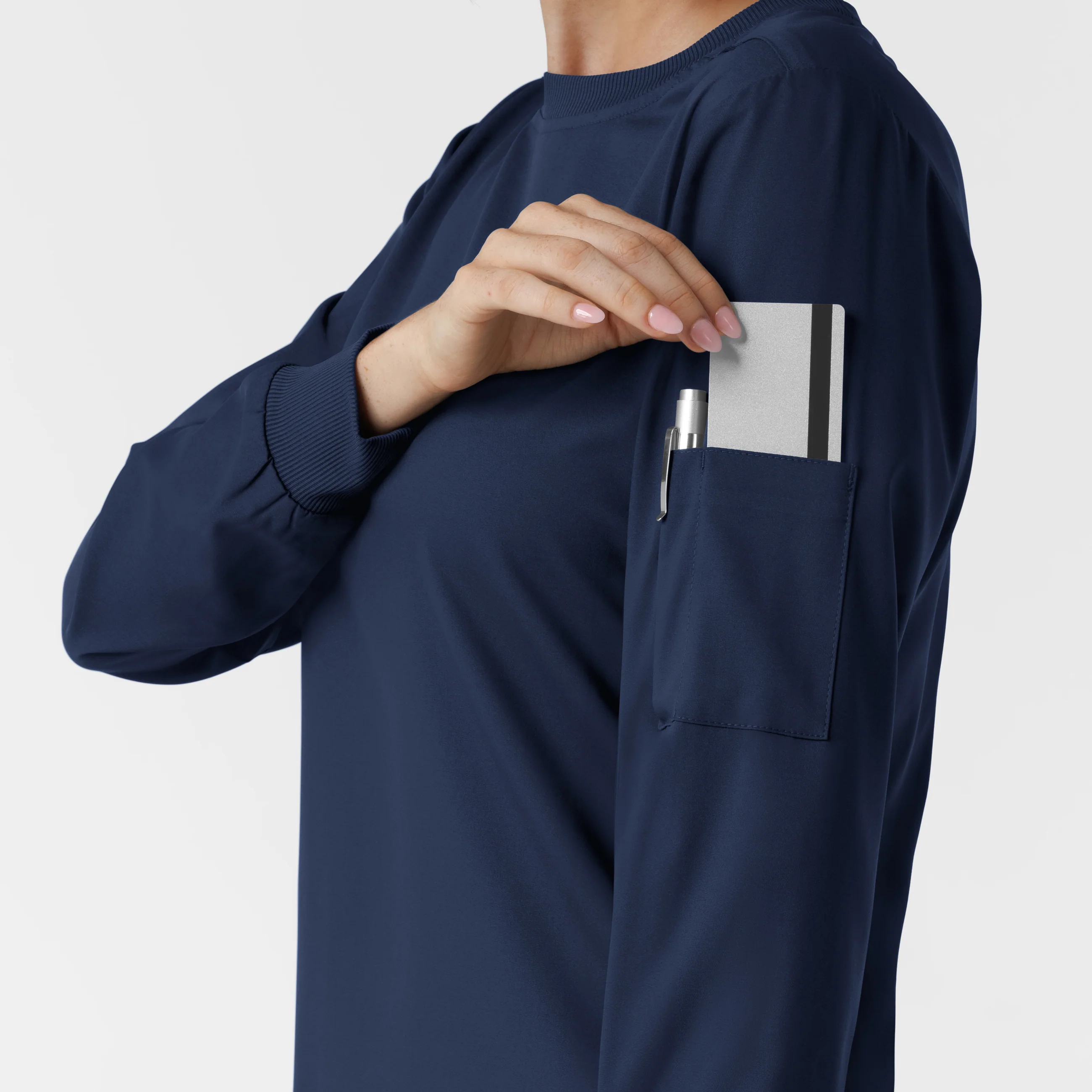 Boundless Women's Classic Long Sleeve Scrub Top - Navy - Image 8
