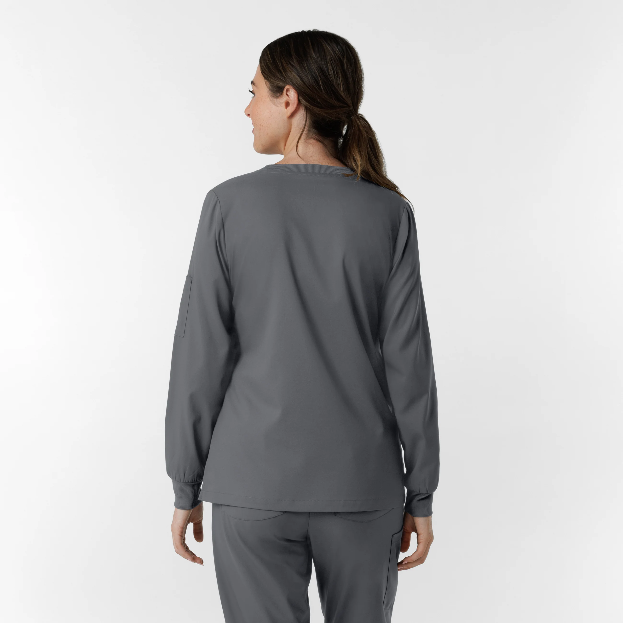 Boundless Women's Classic Long Sleeve Scrub Top - Pewter - Image 2