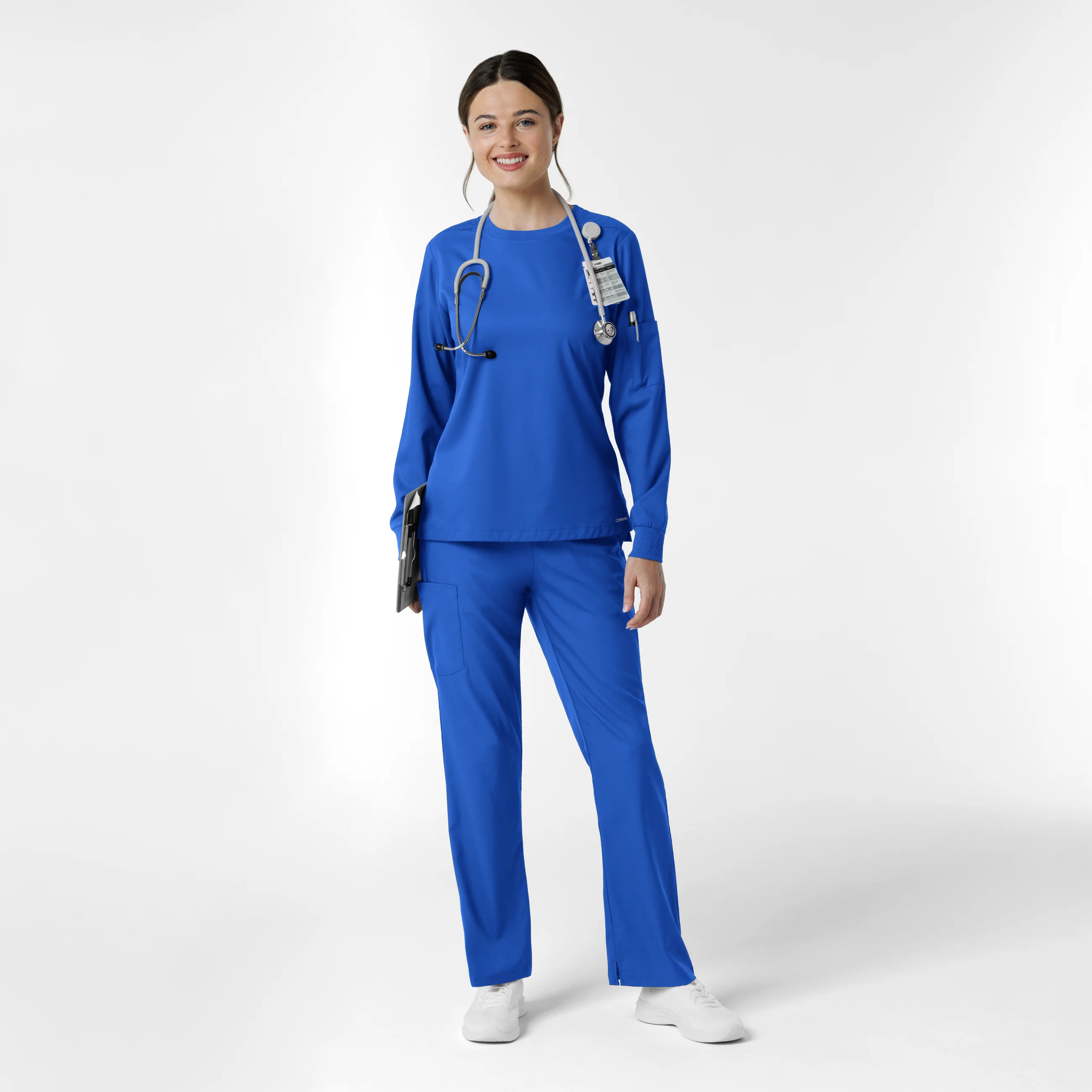 Boundless Women's Classic Long Sleeve Scrub Top - Royal - Image 3