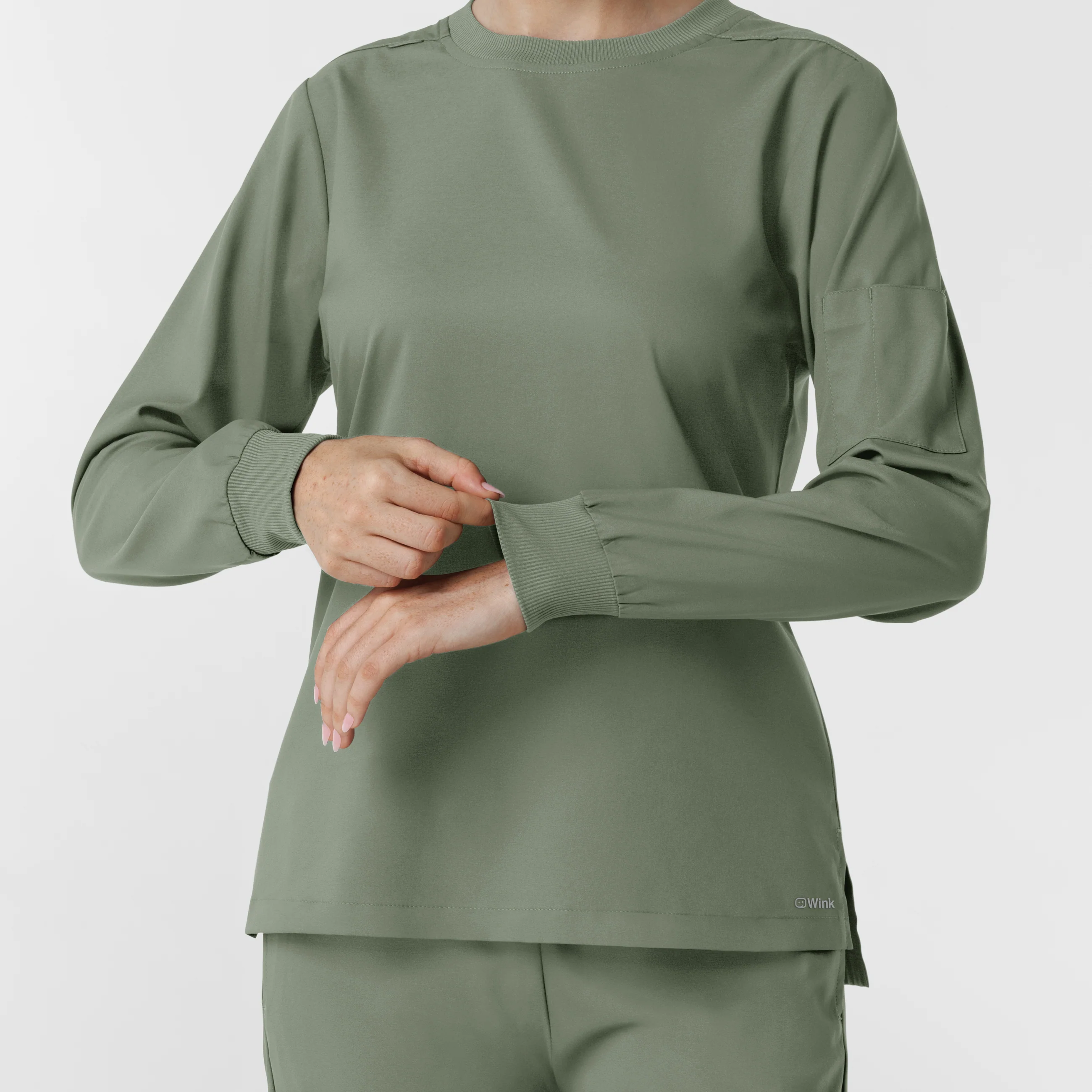 Boundless Women's Classic Long Sleeve Scrub Top - Sage - Image 11
