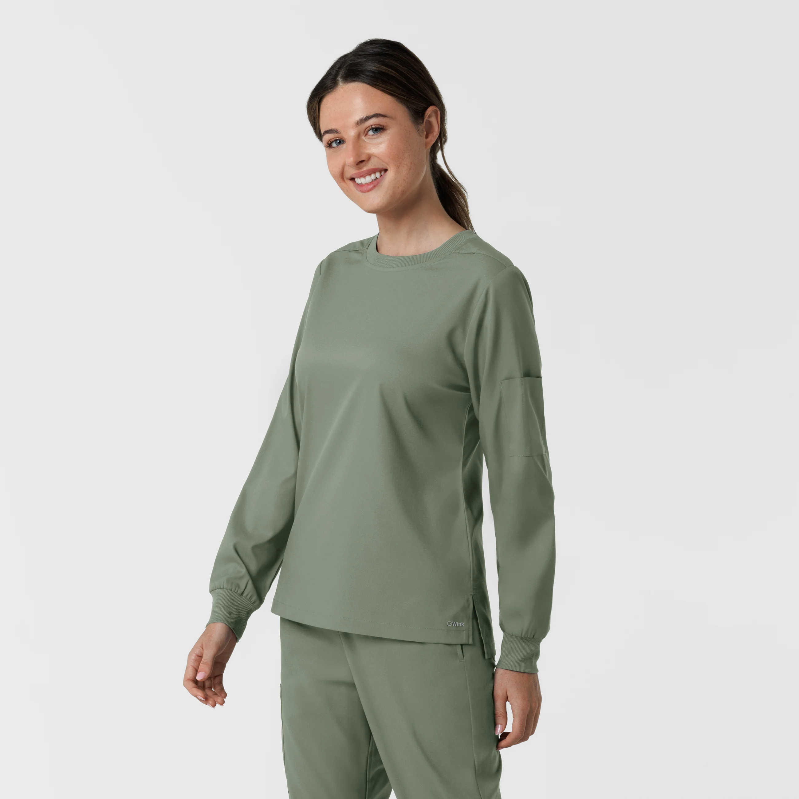 Boundless Women's Classic Long Sleeve Scrub Top - Sage - Image 4