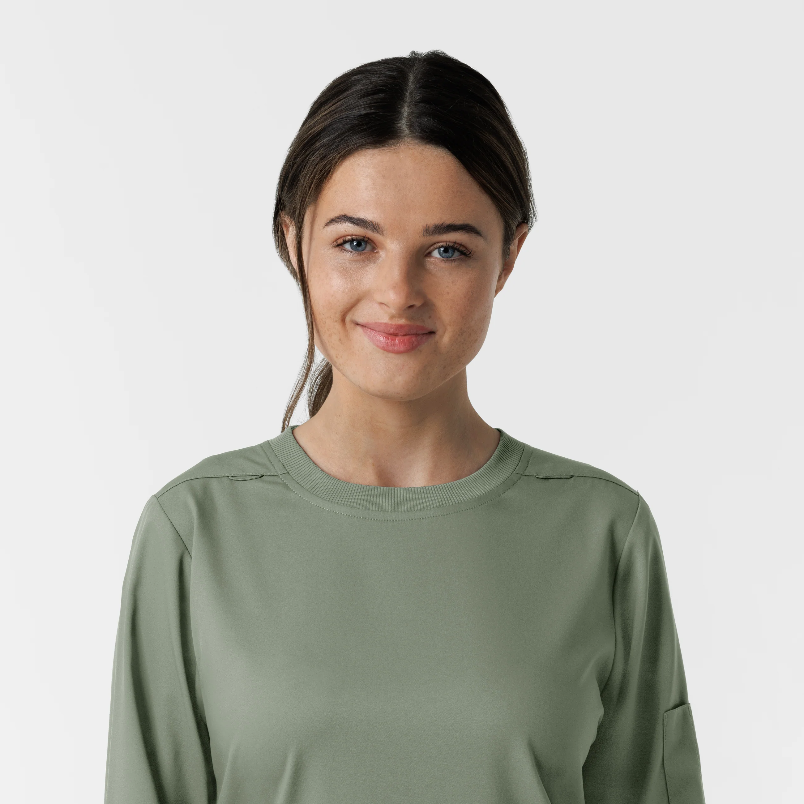 Boundless Women's Classic Long Sleeve Scrub Top - Sage - Image 5