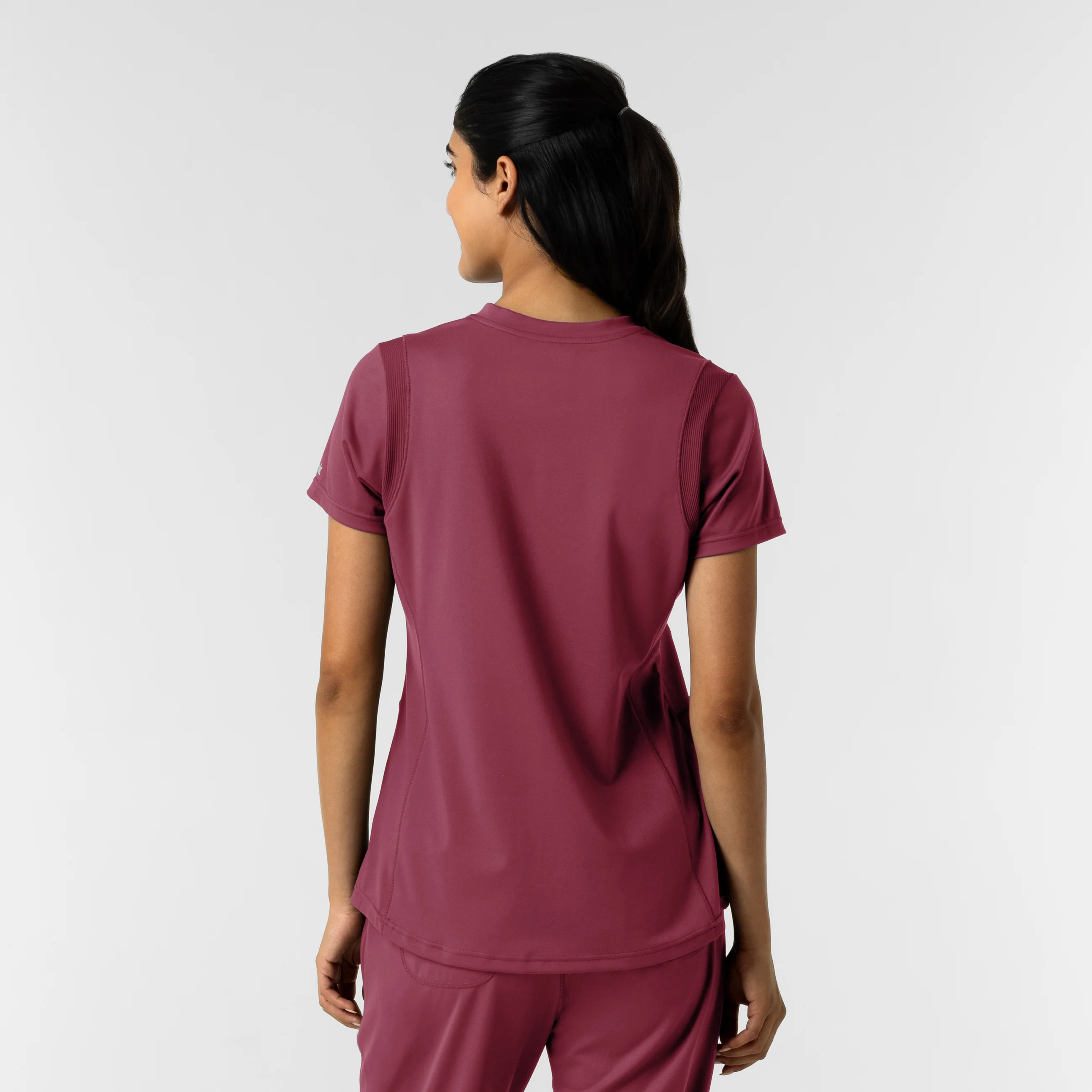 RENEW Knit Women's 2-Pocket Scrub Top - Carnation - Image 3