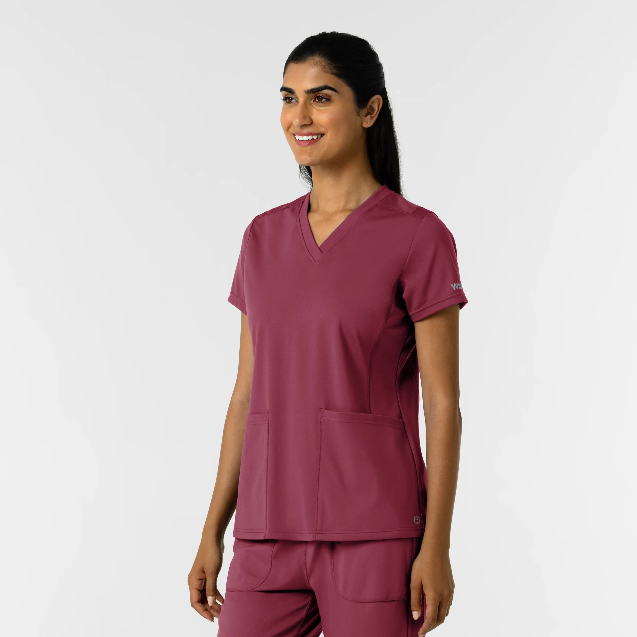 RENEW Knit Women's 2-Pocket Scrub Top - Carnation - Image 5