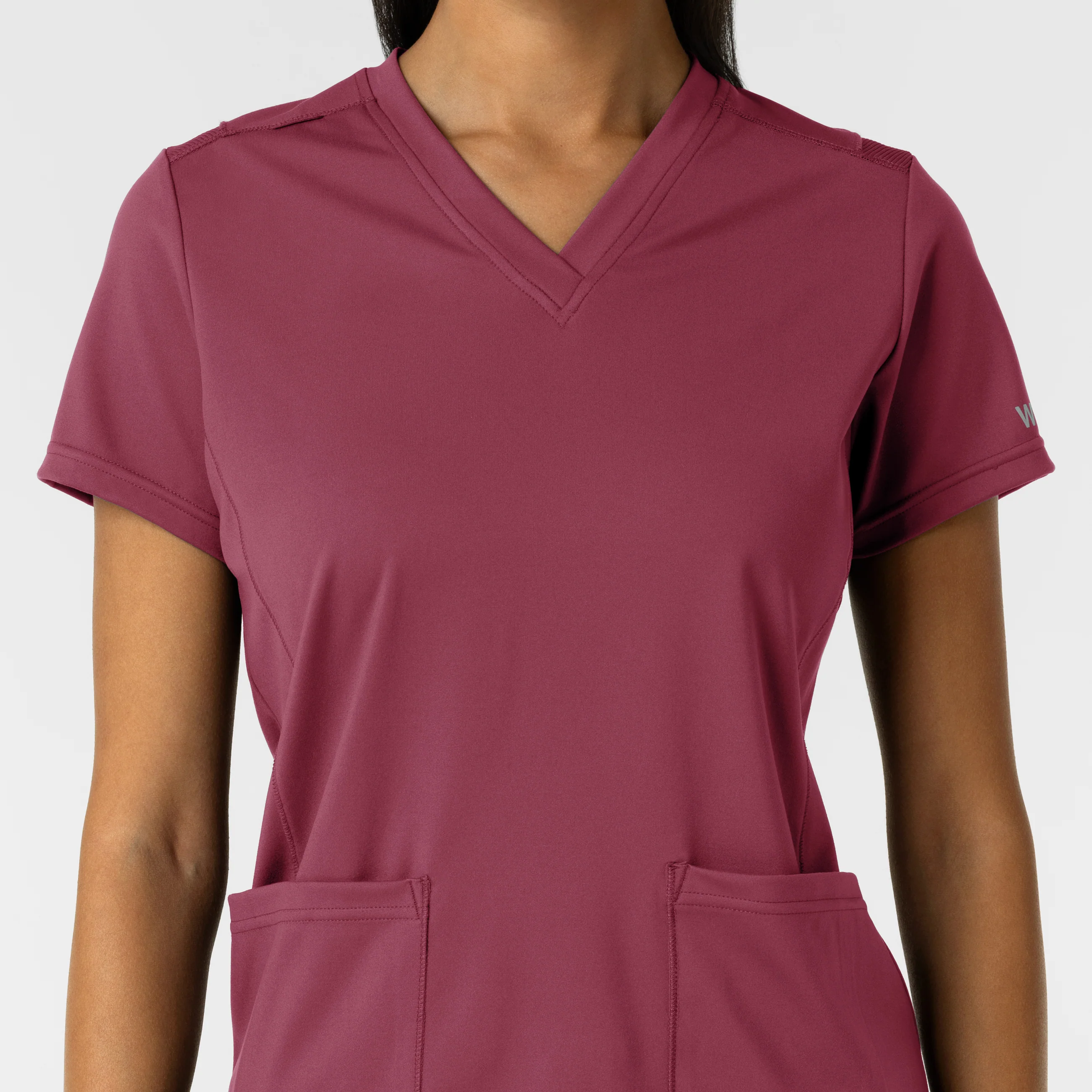 RENEW Knit Women's 2-Pocket Scrub Top - Carnation - Image 6