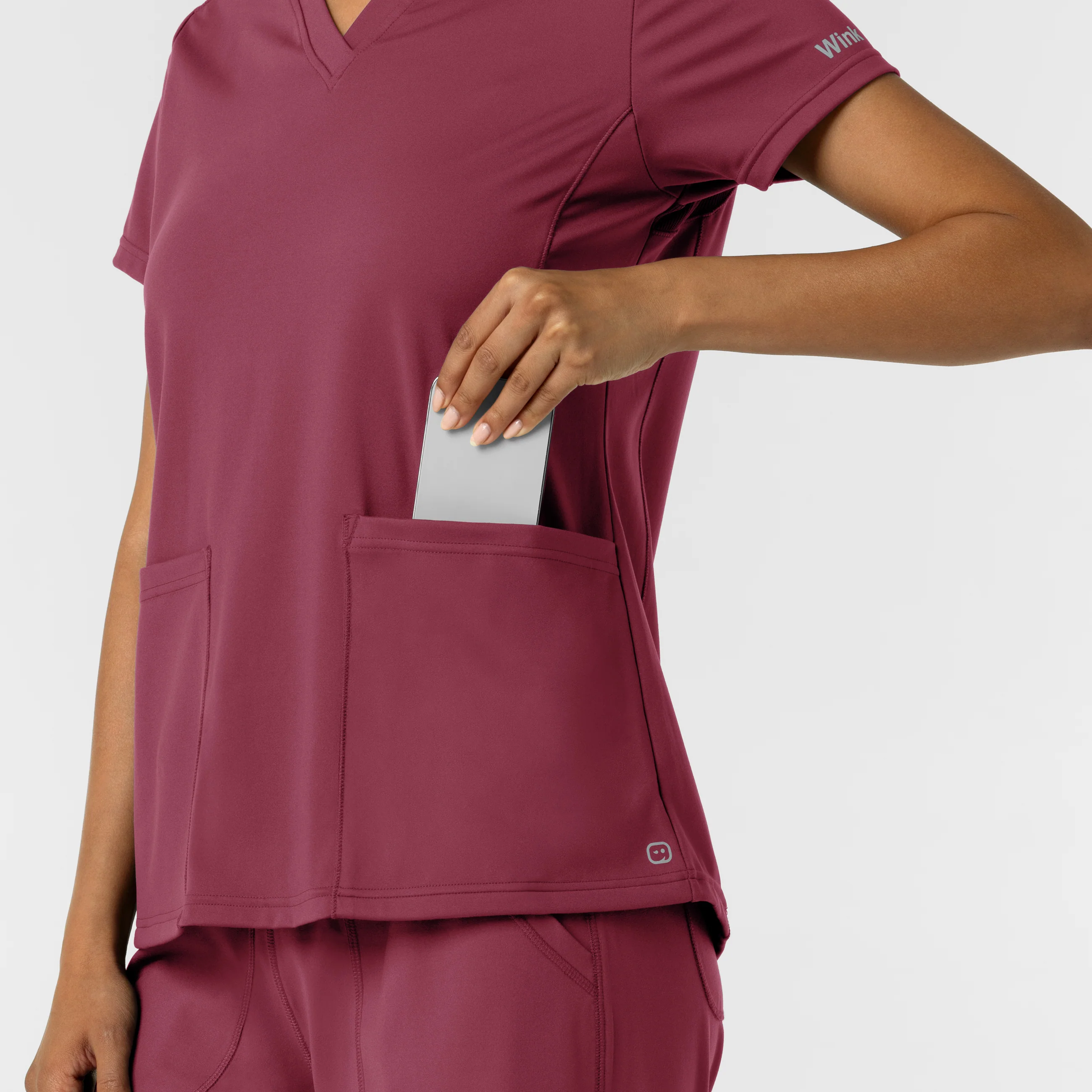 RENEW Knit Women's 2-Pocket Scrub Top - Carnation - Image 9
