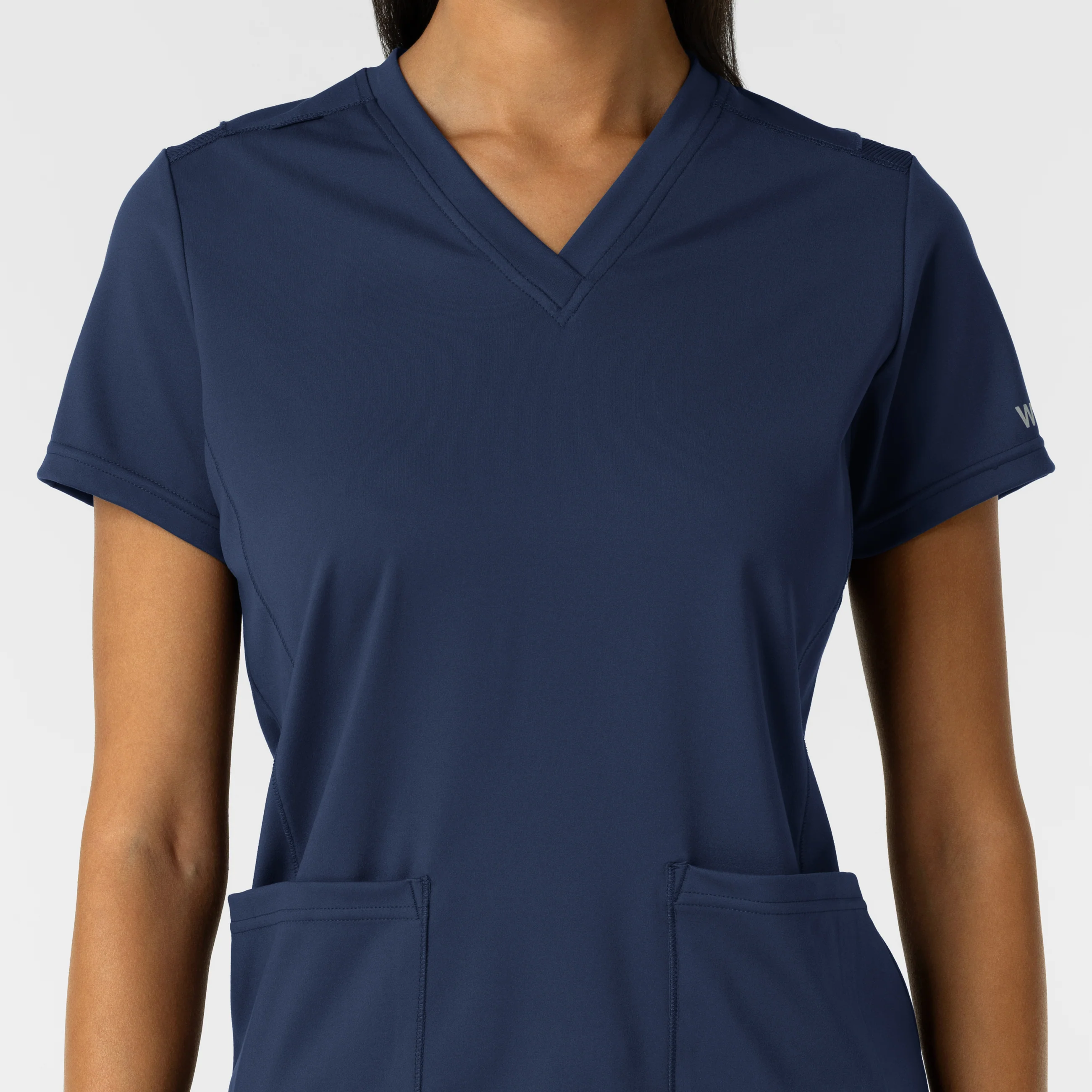 RENEW Knit Women's 2-Pocket Scrub Top - Navy - Image 5