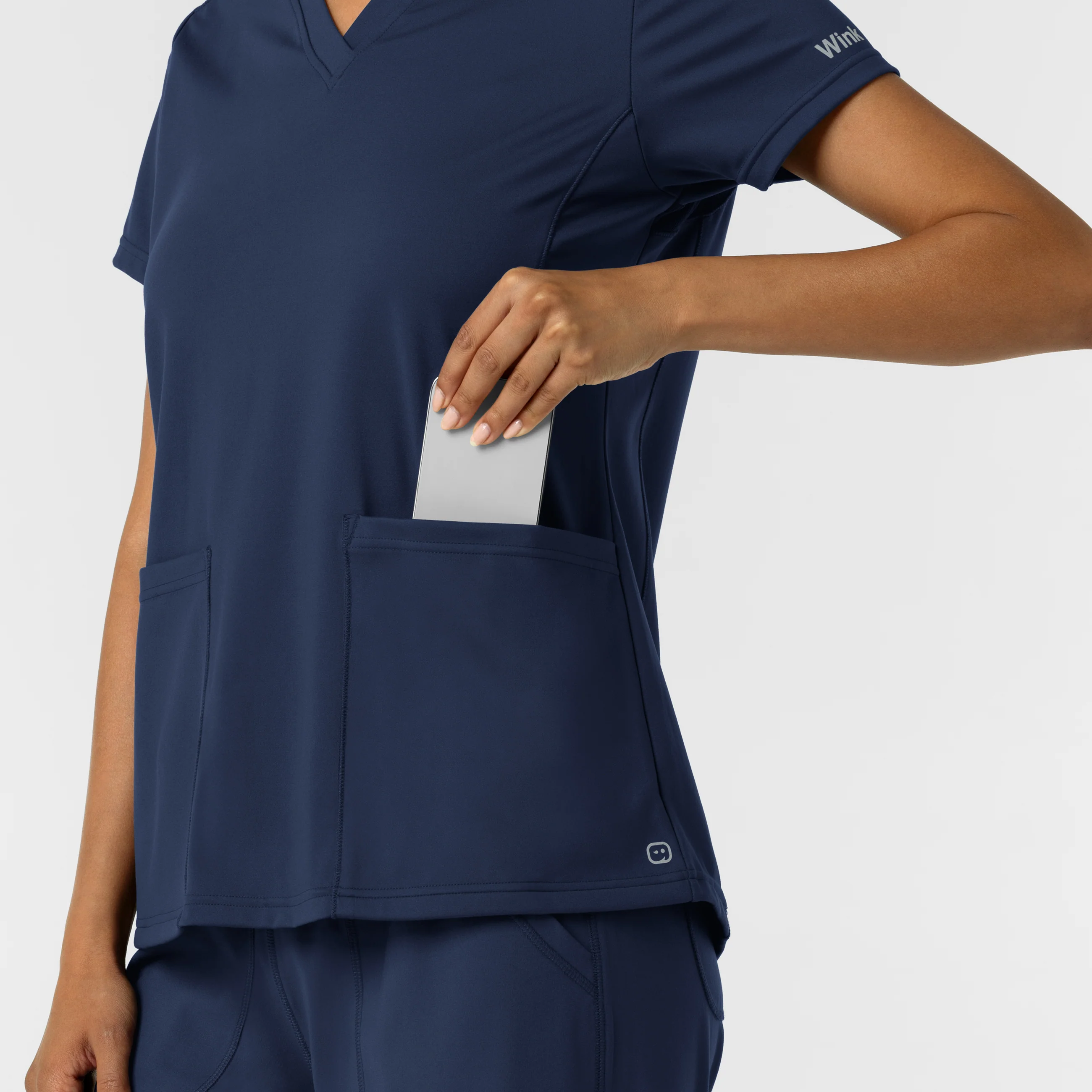 RENEW Knit Women's 2-Pocket Scrub Top - Navy - Image 8