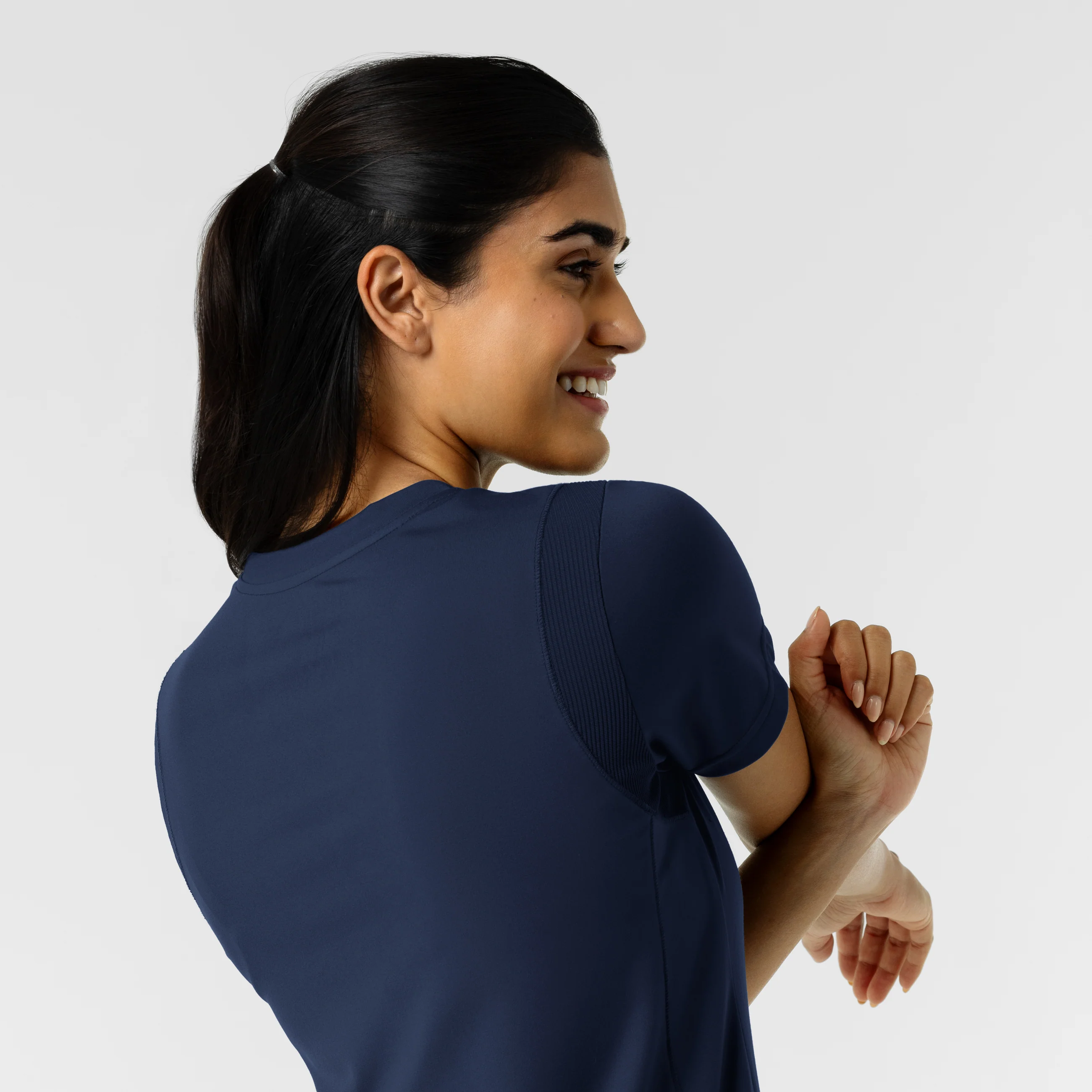 RENEW Knit Women's 2-Pocket Scrub Top - Navy - Image 9