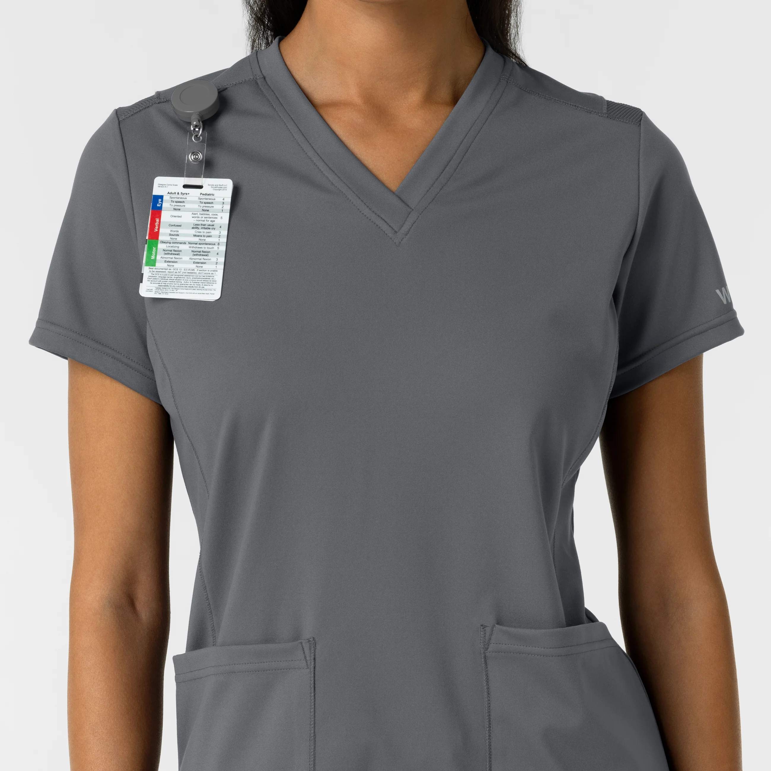 RENEW Knit Women's 2-Pocket Scrub Top - Pewter - Image 6