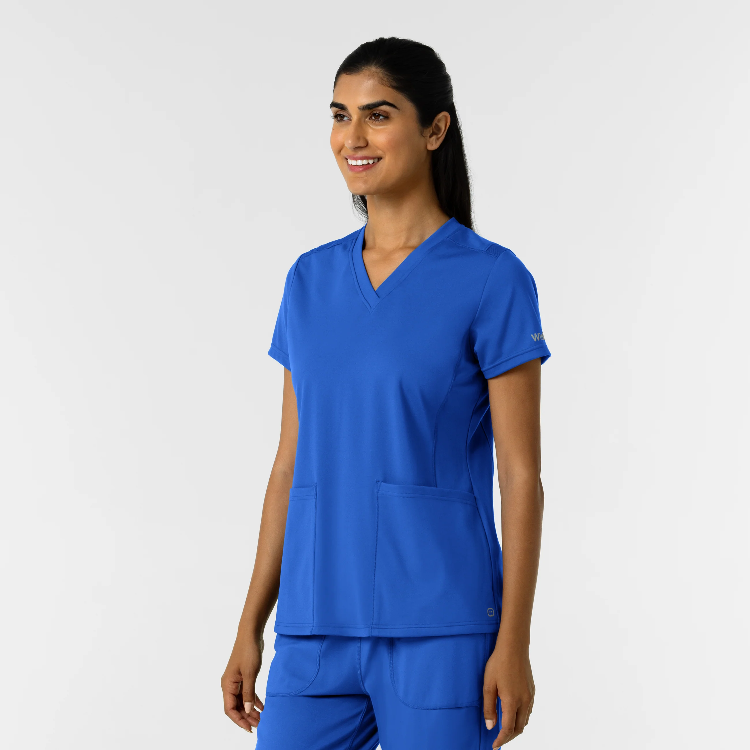 RENEW Knit Women's 2-Pocket Scrub Top - Royal - Image 4