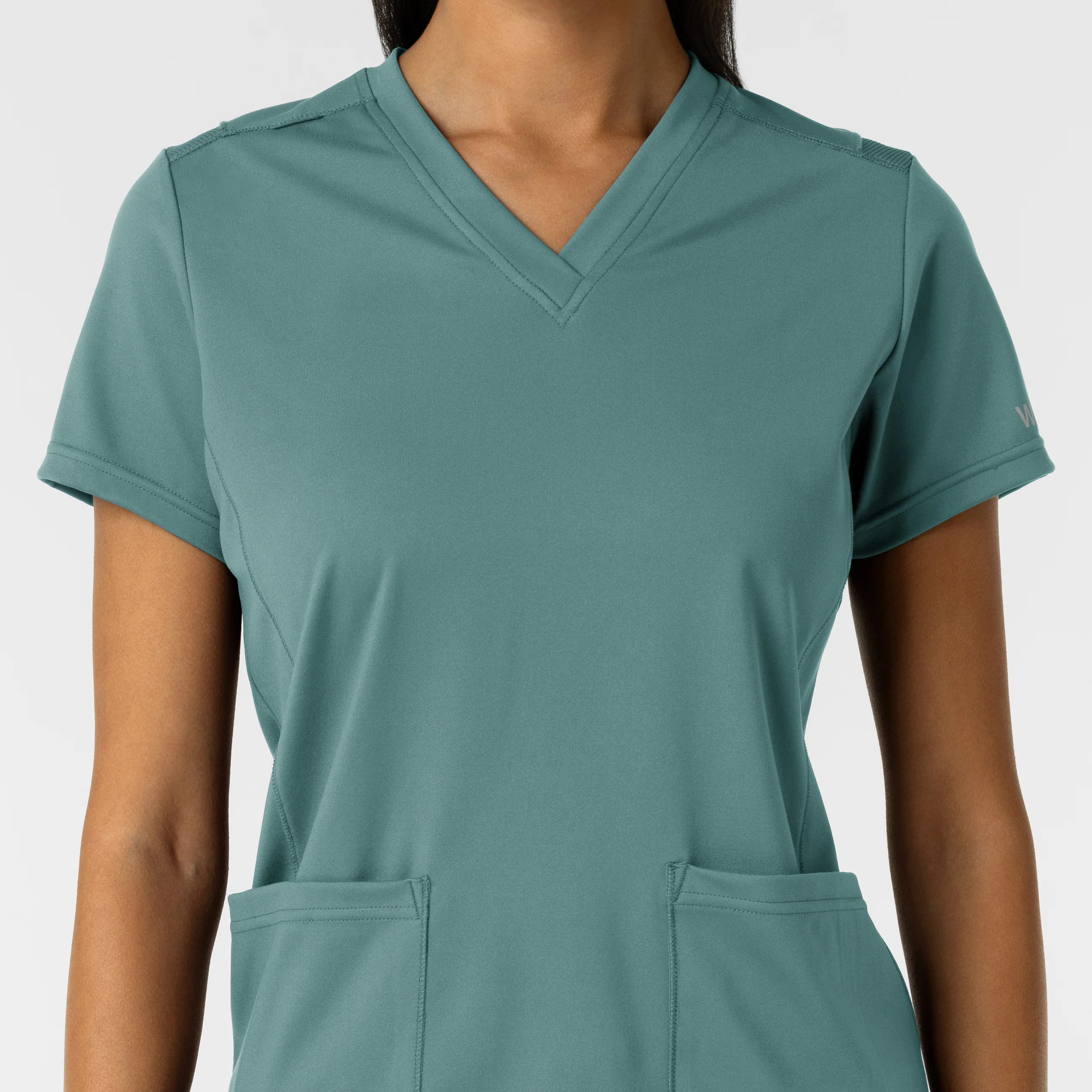 RENEW Knit Women's 2-Pocket Scrub Top - Vintage Teal - Image 5