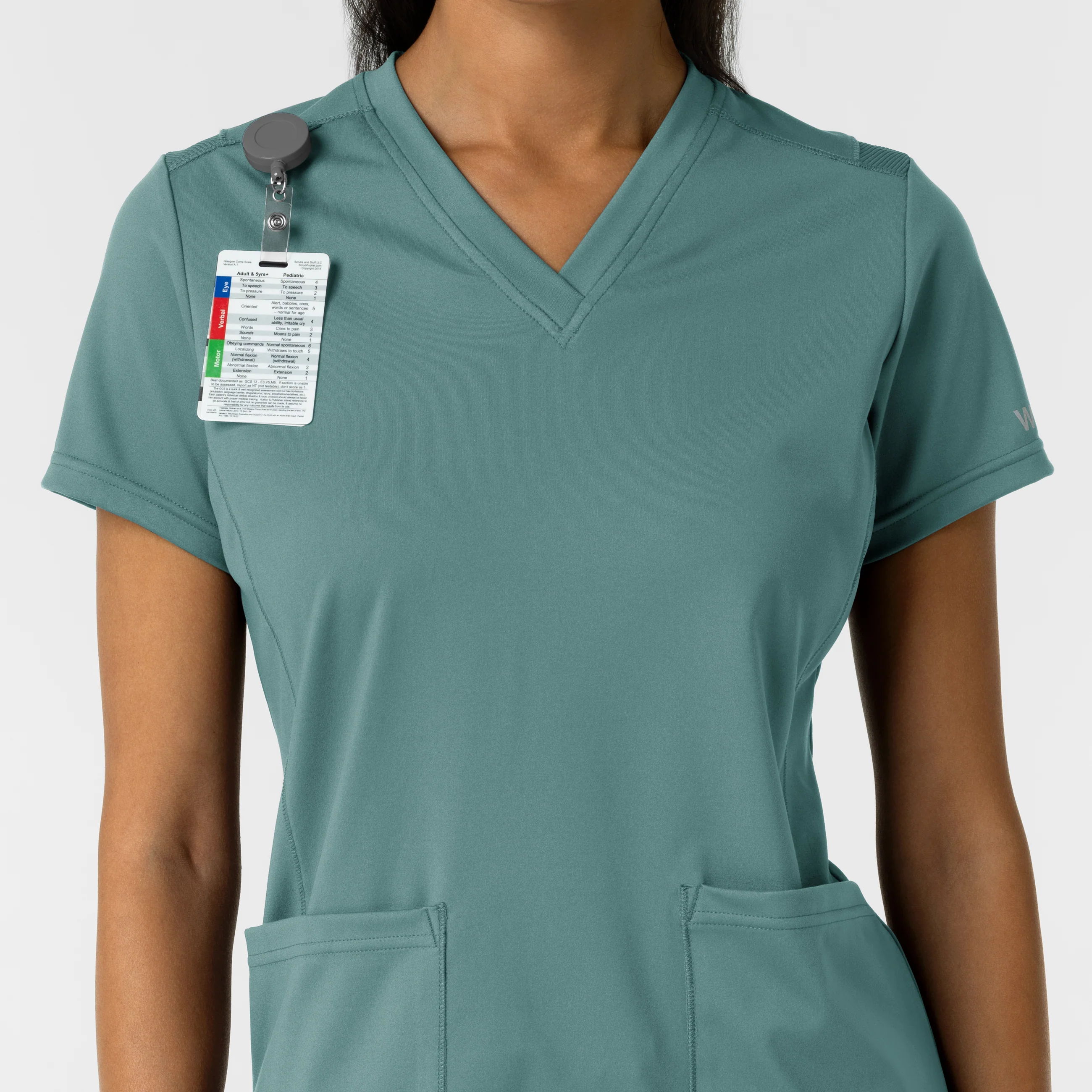 RENEW Knit Women's 2-Pocket Scrub Top - Vintage Teal - Image 6